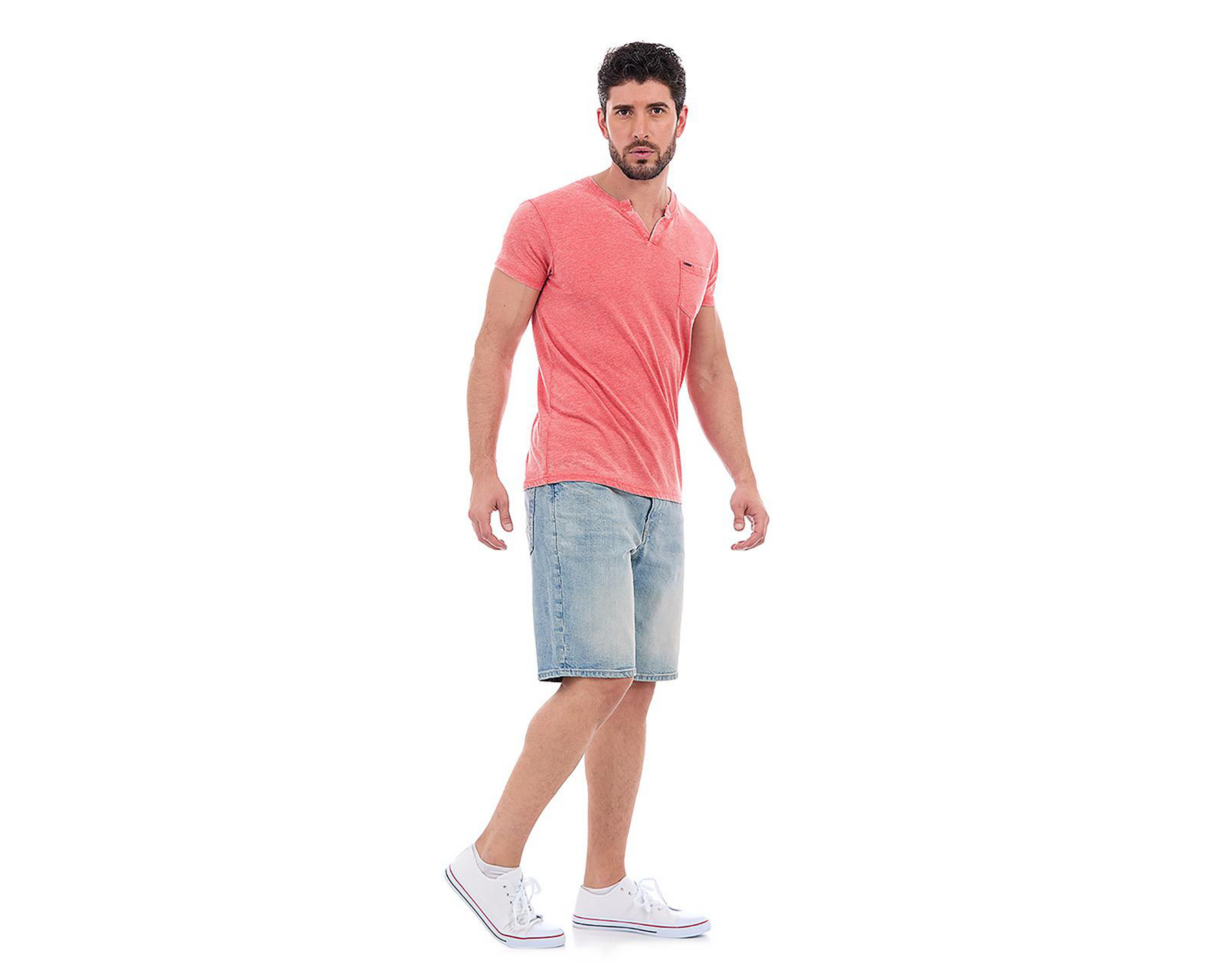 Foto 4 pulgar | Playera Cuello V Buffalo David Bitton Blanco para Hombre