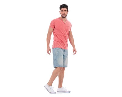 Foto 3 | Playera Cuello V Buffalo David Bitton Blanco para Hombre