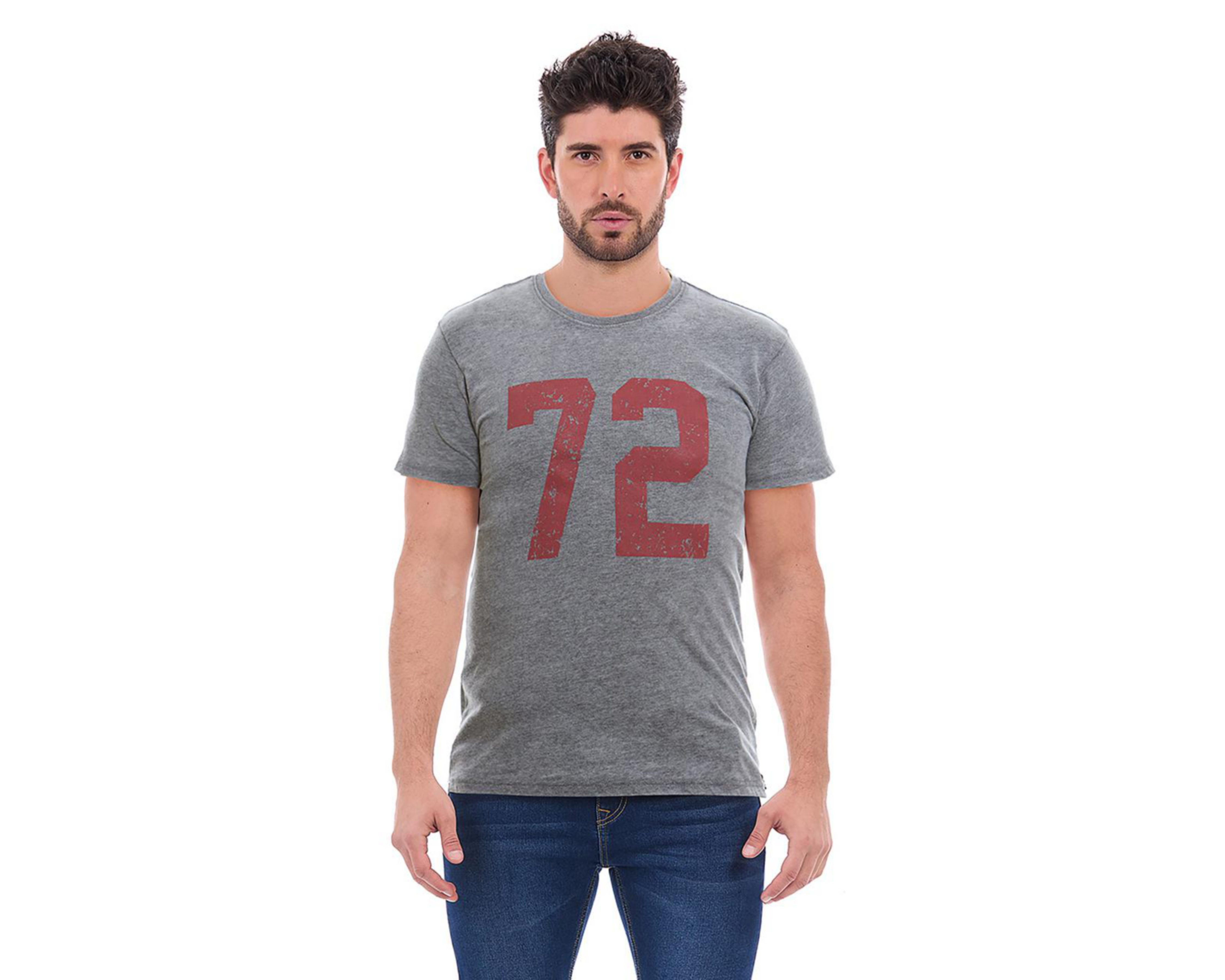 Foto 2 pulgar | Playera Cuello Redondo Buffalo David Bitton Gris para Hombre