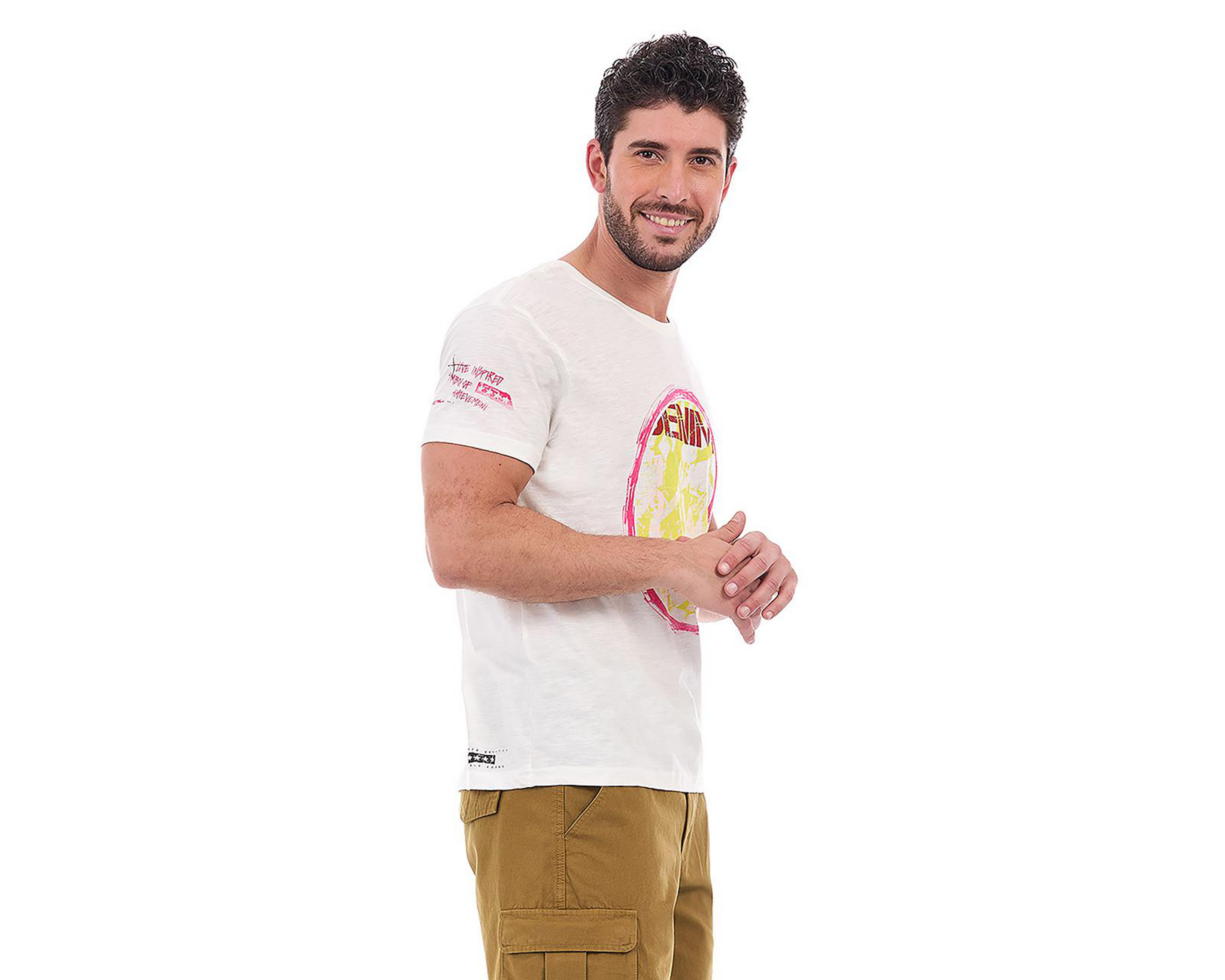 Foto 3 pulgar | Playera Cuello Redondo Buffalo David Bitton Blanca para Hombre