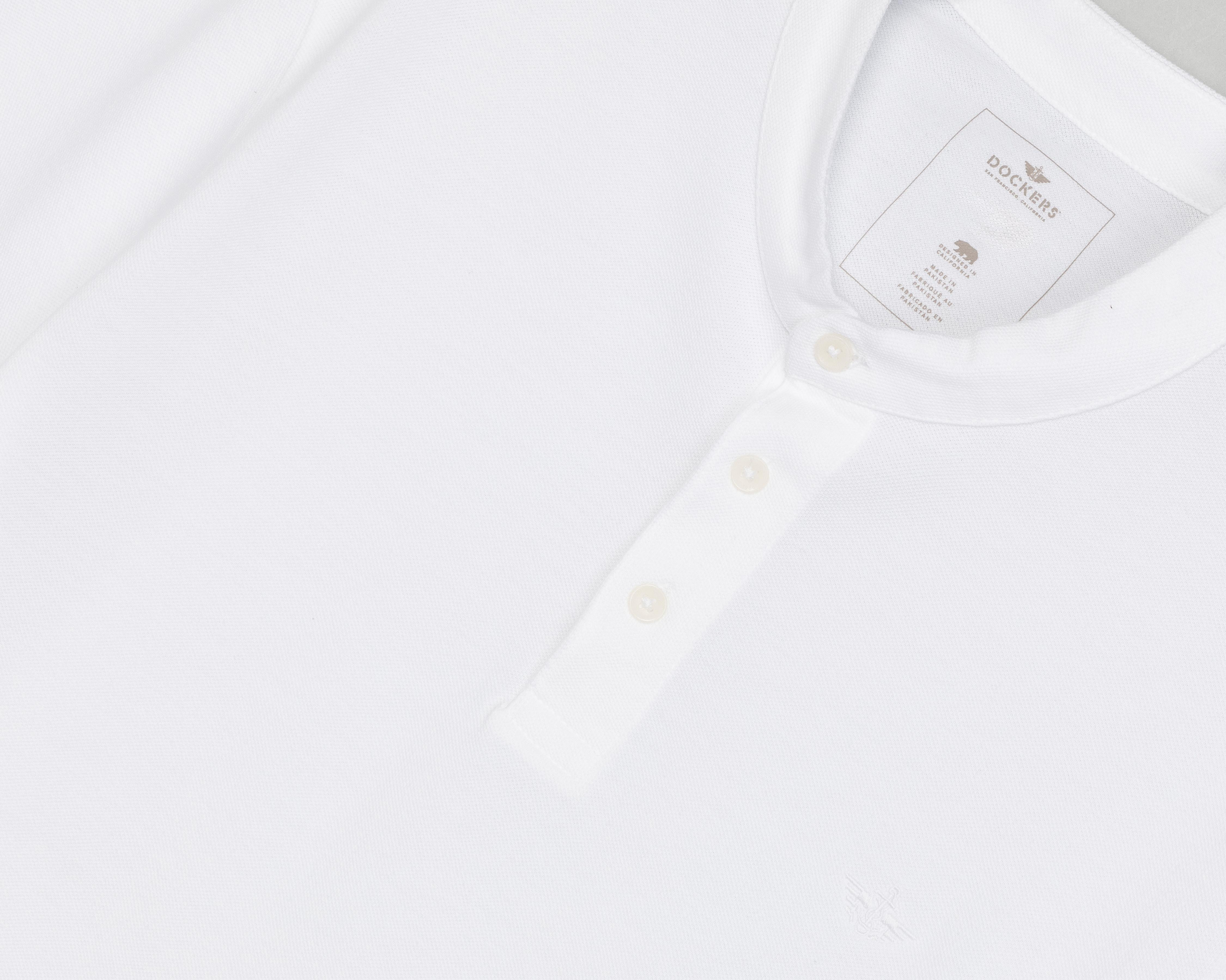 Foto 4 pulgar | Playera Polo Dockers Cuello Mao Blanca para Hombre