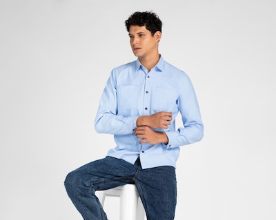 Foto 2 | Camisa de Moda Refill Regular Azul para Hombre