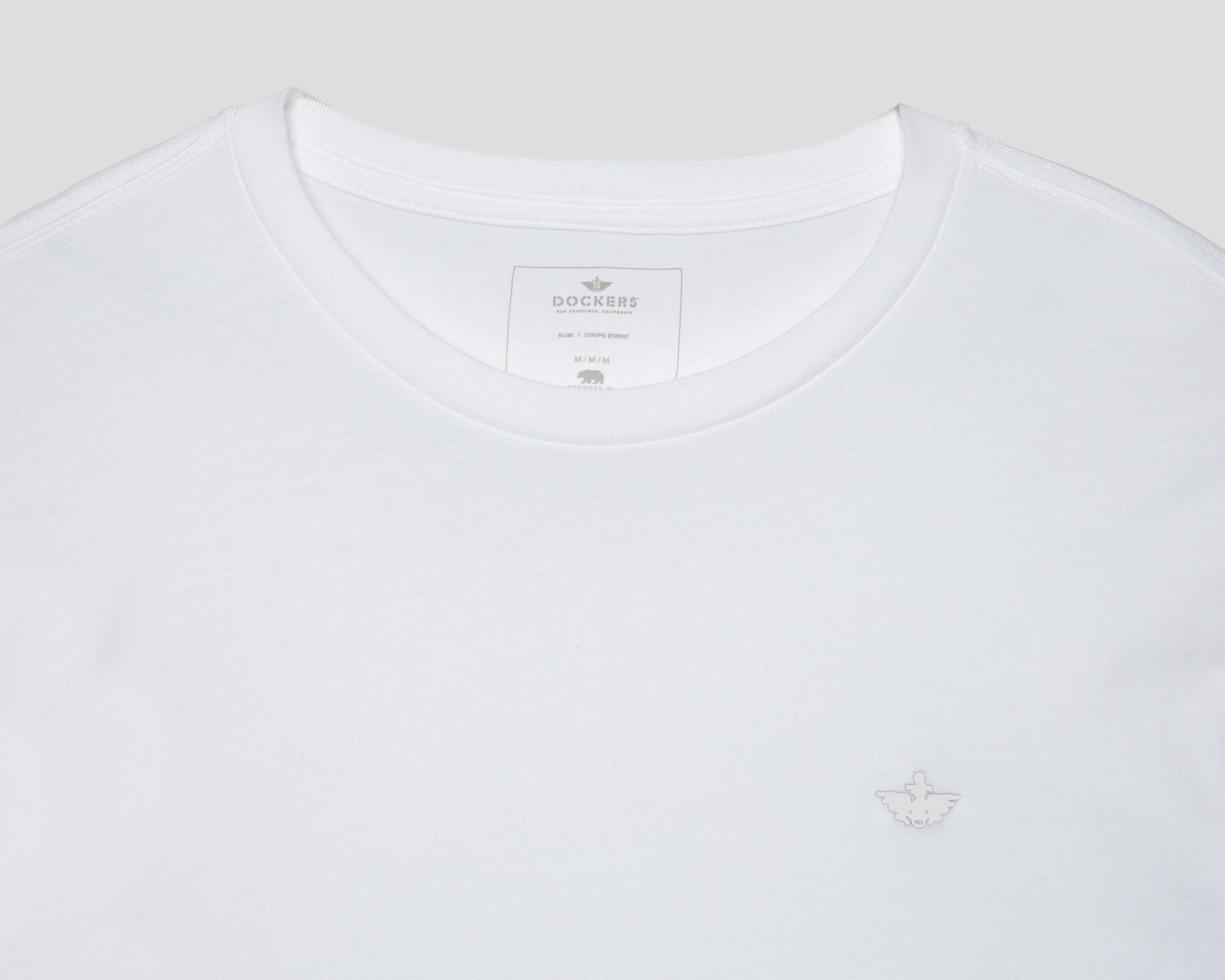 Foto 4 pulgar | Playera de Cuello Redondo Blanca Dockers para Hombre