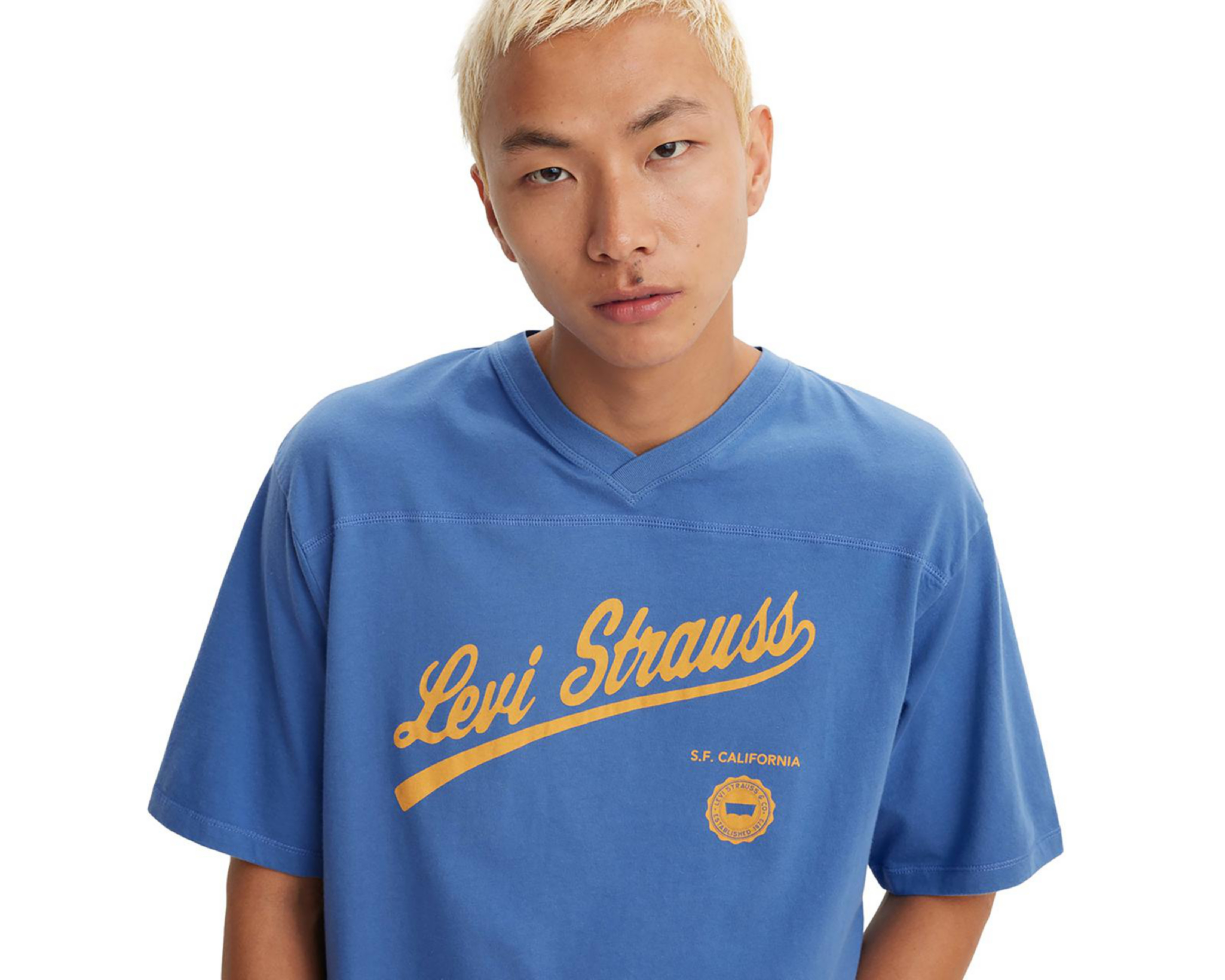 Foto 5 pulgar | Playera Casual Levi's Azul Cuello Redondo para Hombre