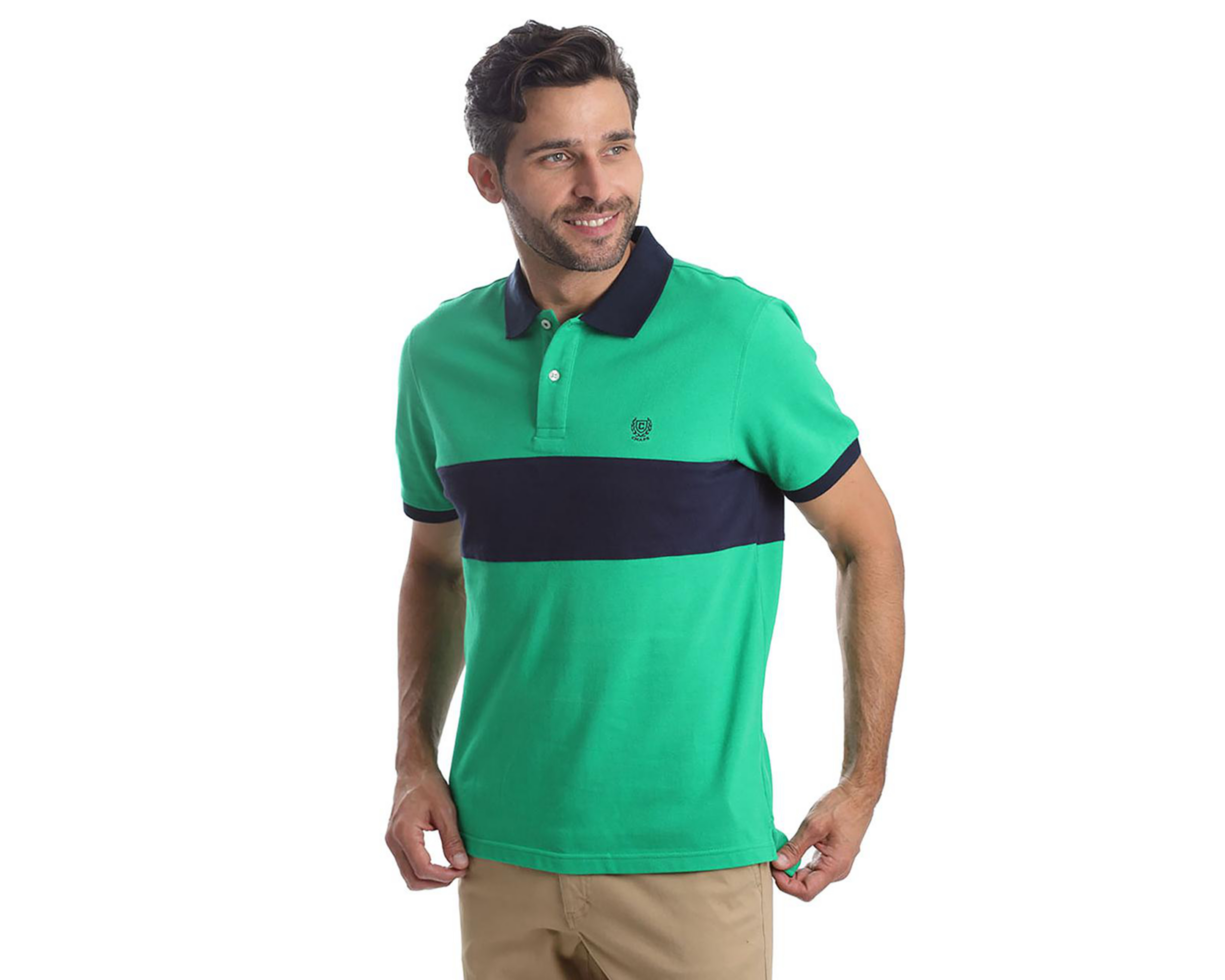 Foto 3 pulgar | Playera Polo Chaps Manga Corta Verde para Hombre