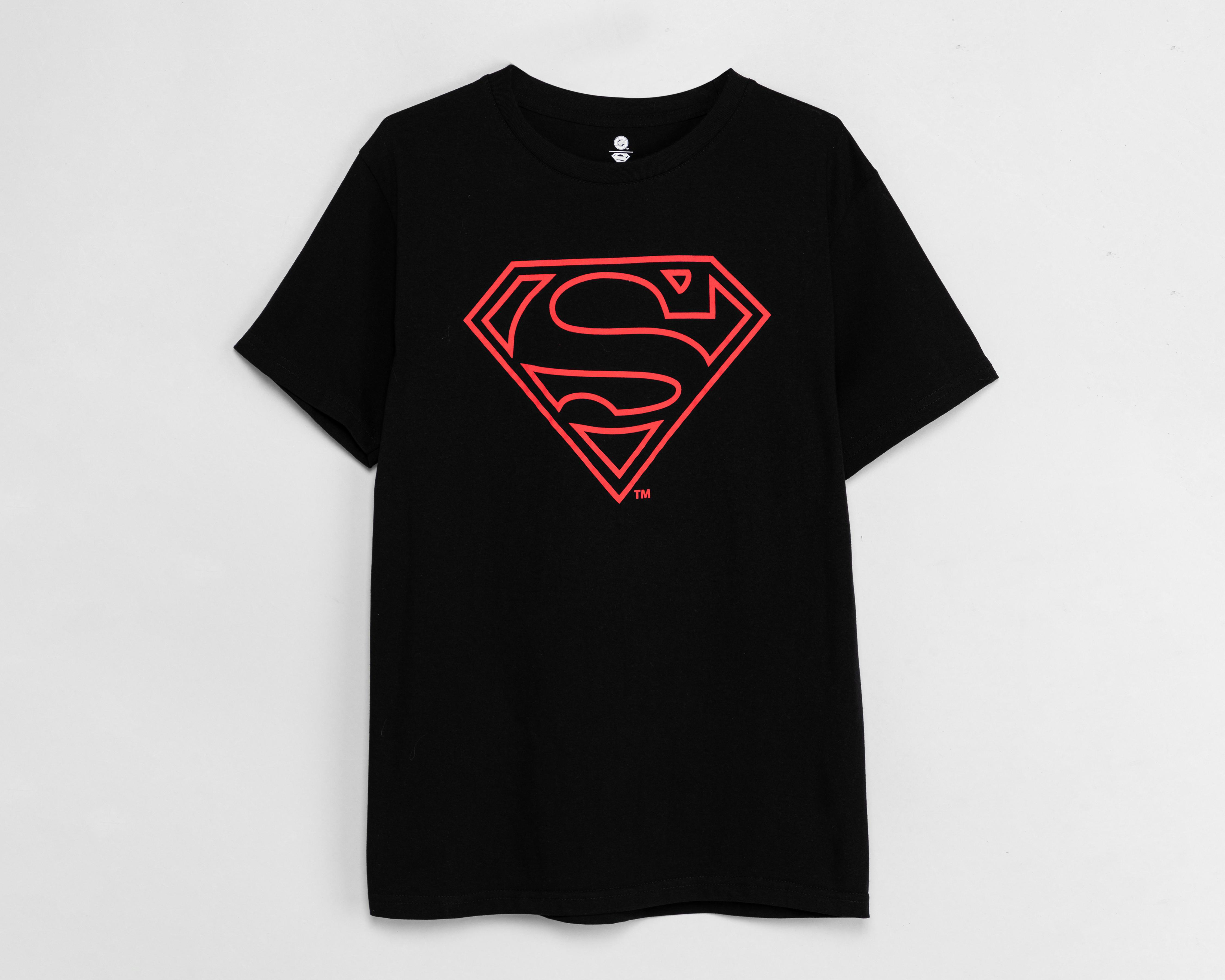 Foto 1 | Playera de Cuello Redondo Negra Superman para Hombre