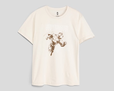 Foto 1 | Playera de Cuello Redondo Beige Superman para Hombre