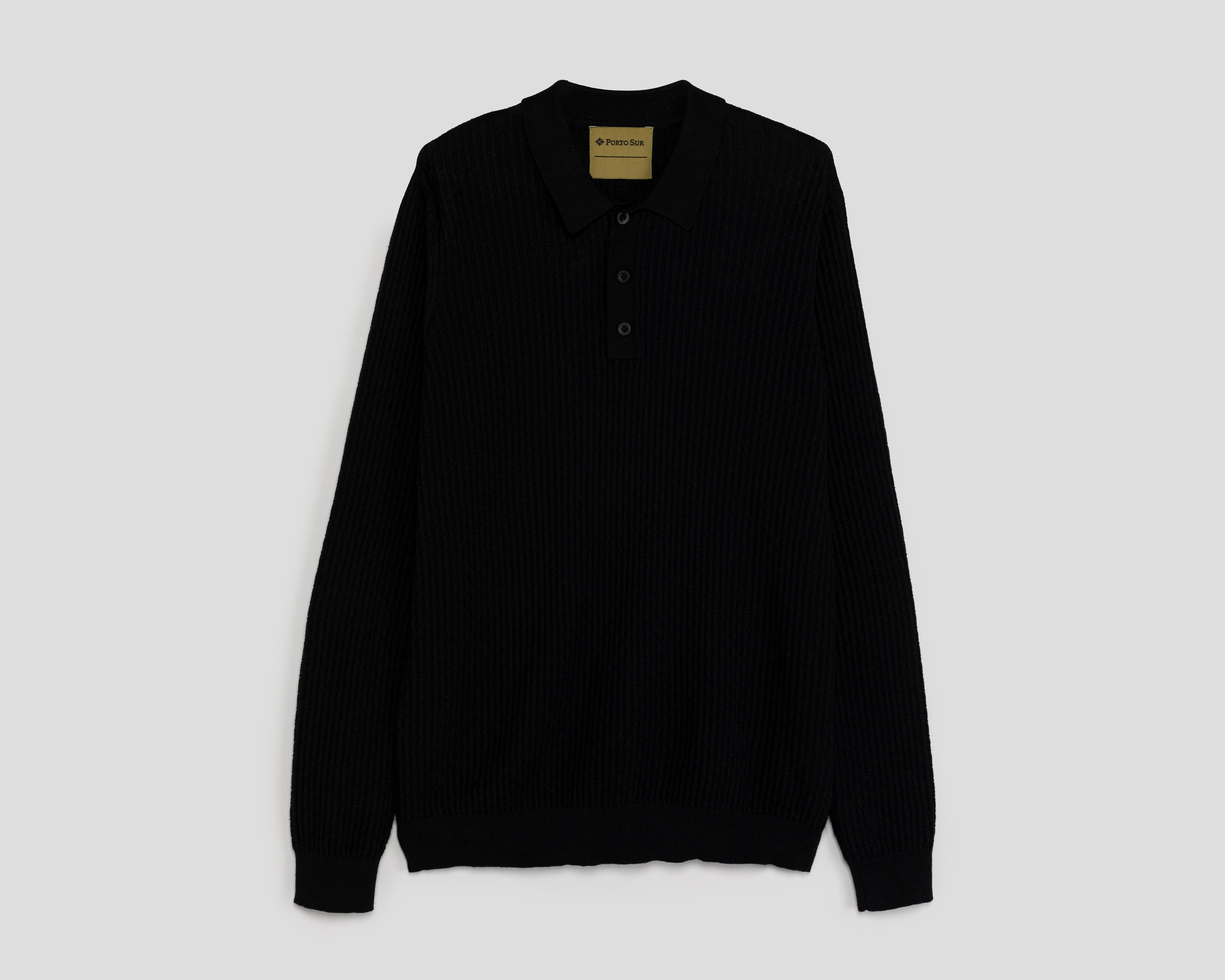 Foto 2 pulgar | Playera Polo Porto Sur Manga Larga Negra para Hombre