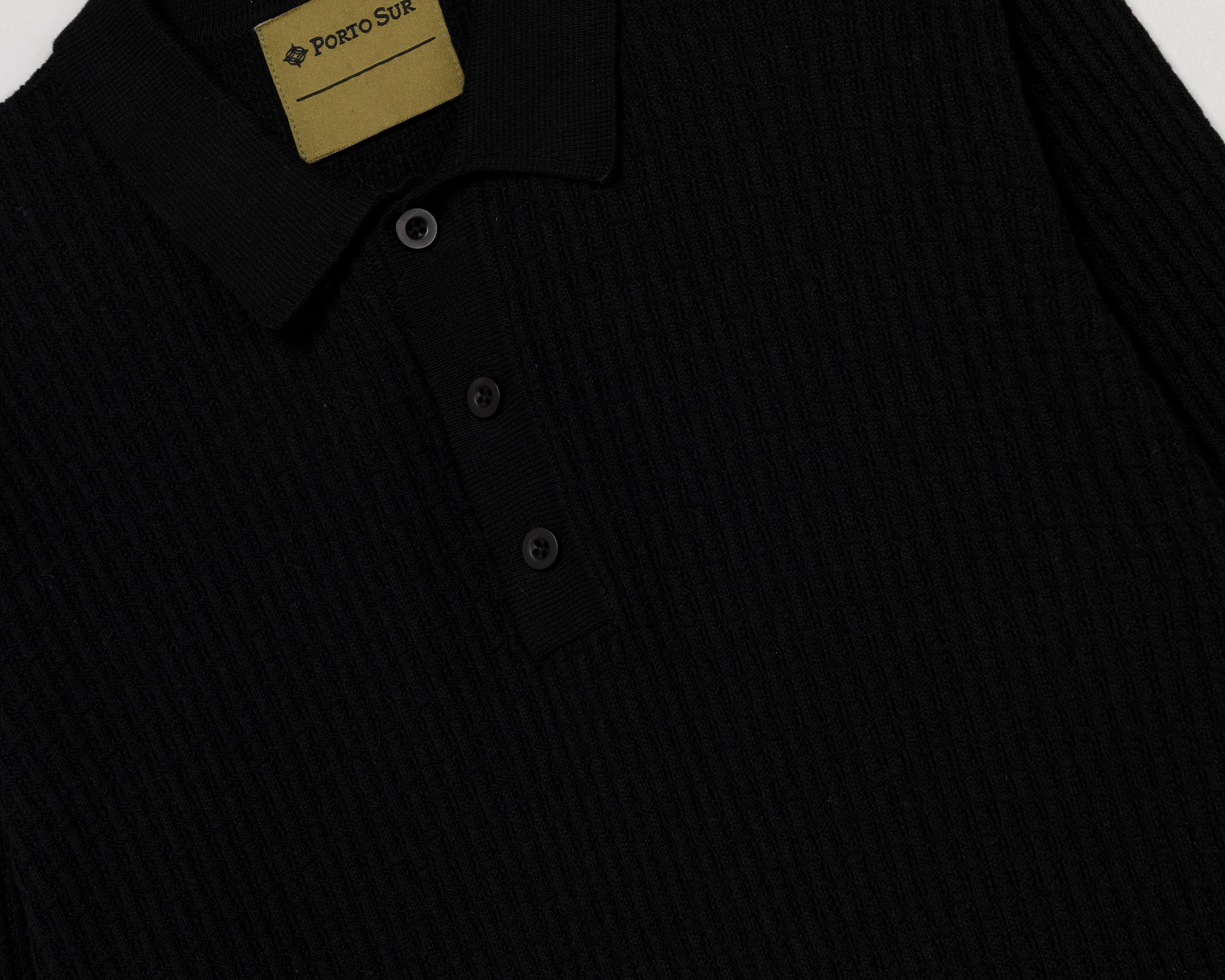 Foto 4 pulgar | Playera Polo Porto Sur Manga Larga Negra para Hombre