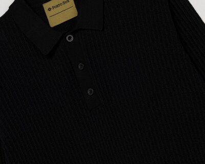 Foto 3 | Playera Polo Porto Sur Manga Larga Negra para Hombre