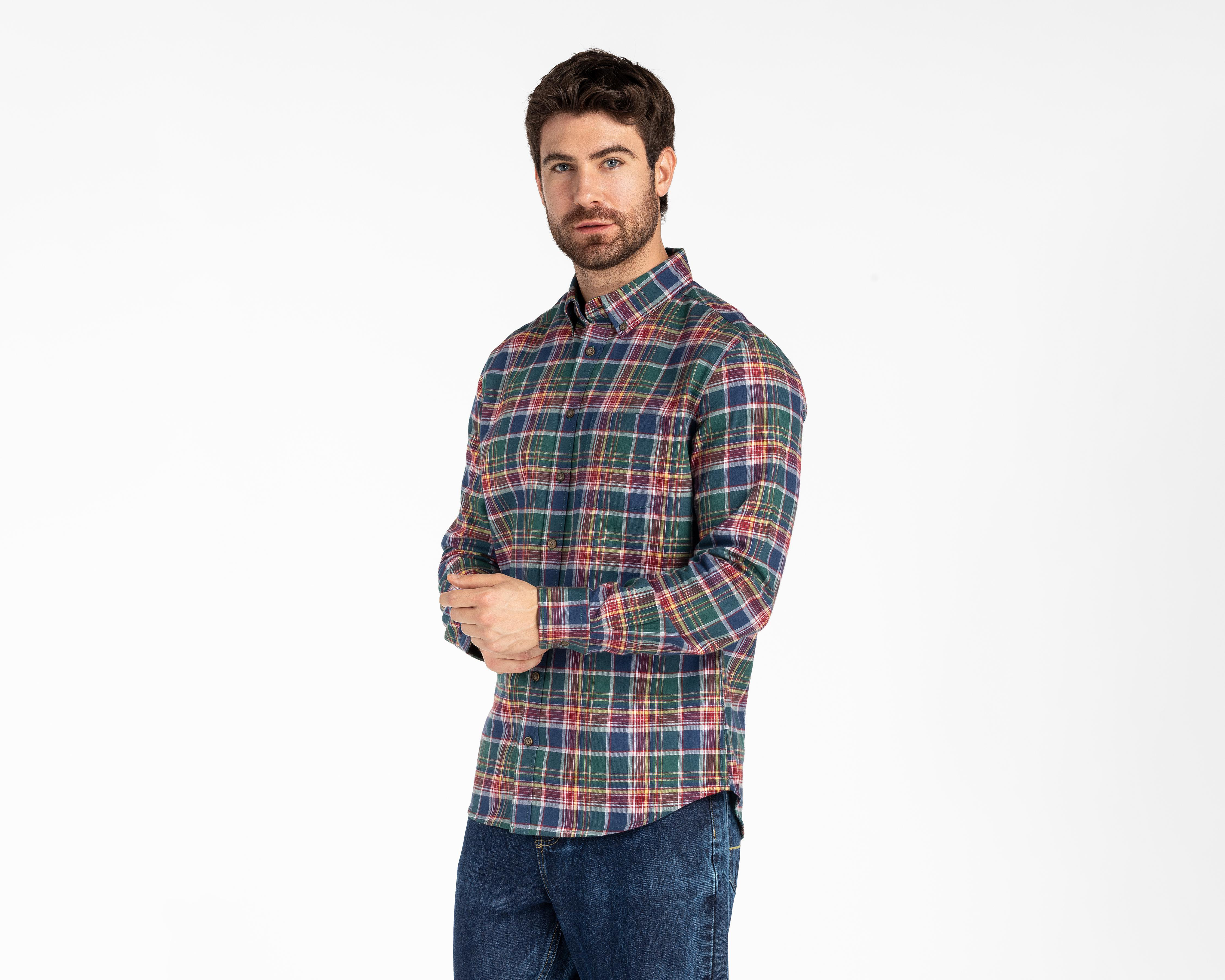 Foto 2 pulgar | Camisa Casual de Algodón Refill Regular a Cuadros para Hombre