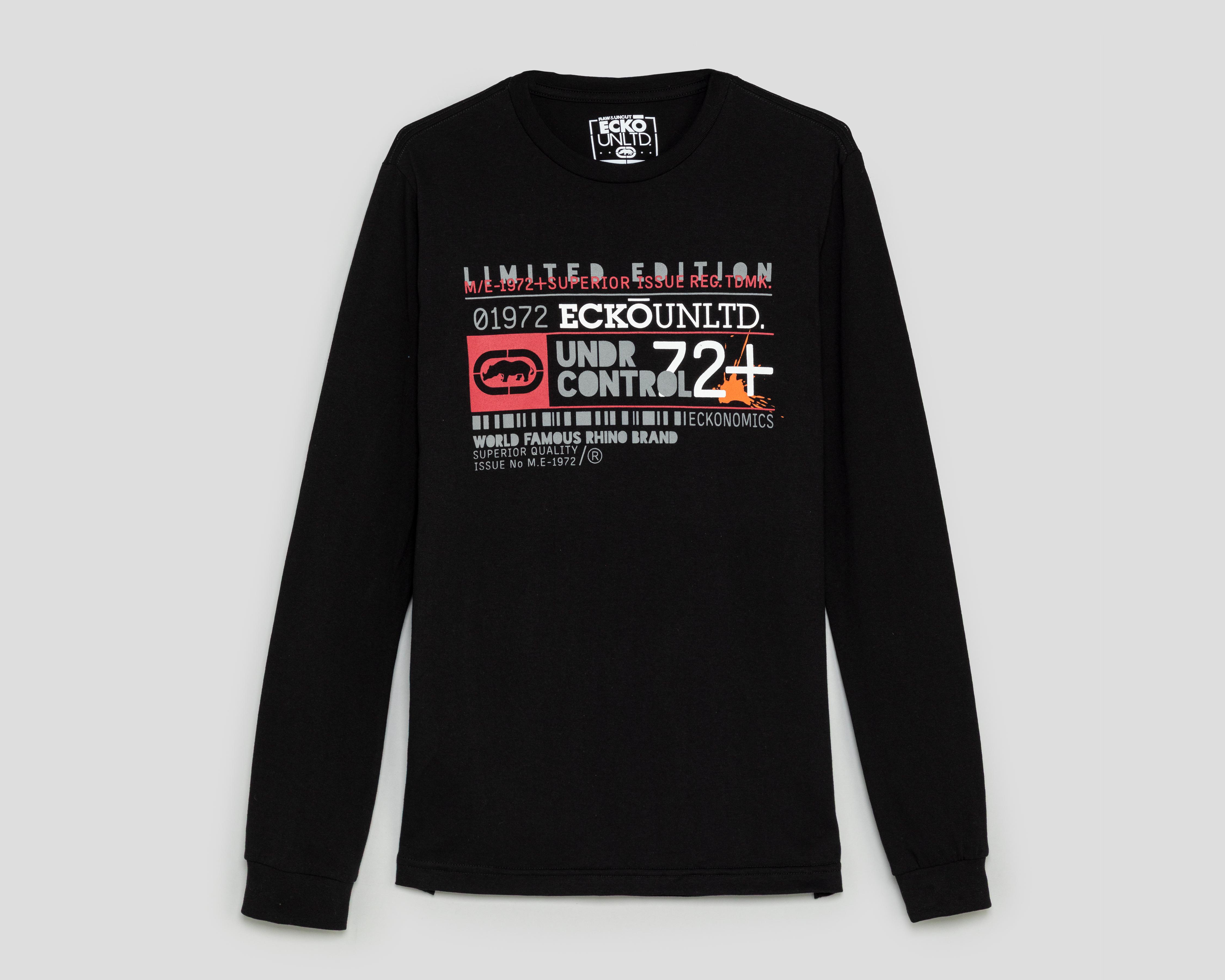 Playera de Cuello Redondo Manga Larga Negra Ecko Unltd. para Hombre