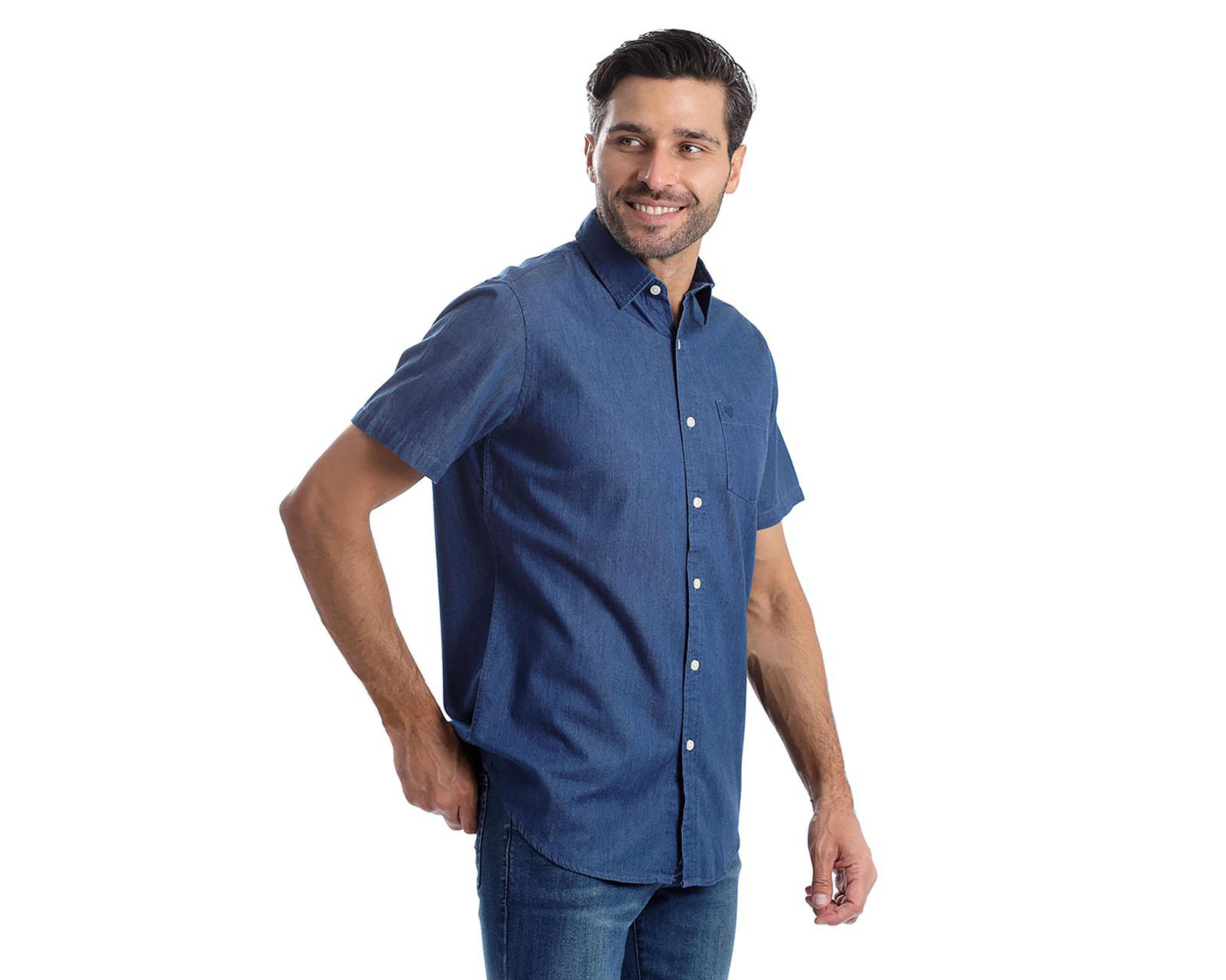 Foto 3 pulgar | Camisa Casual de Algodón Chaps Recto Lisa para Hombre