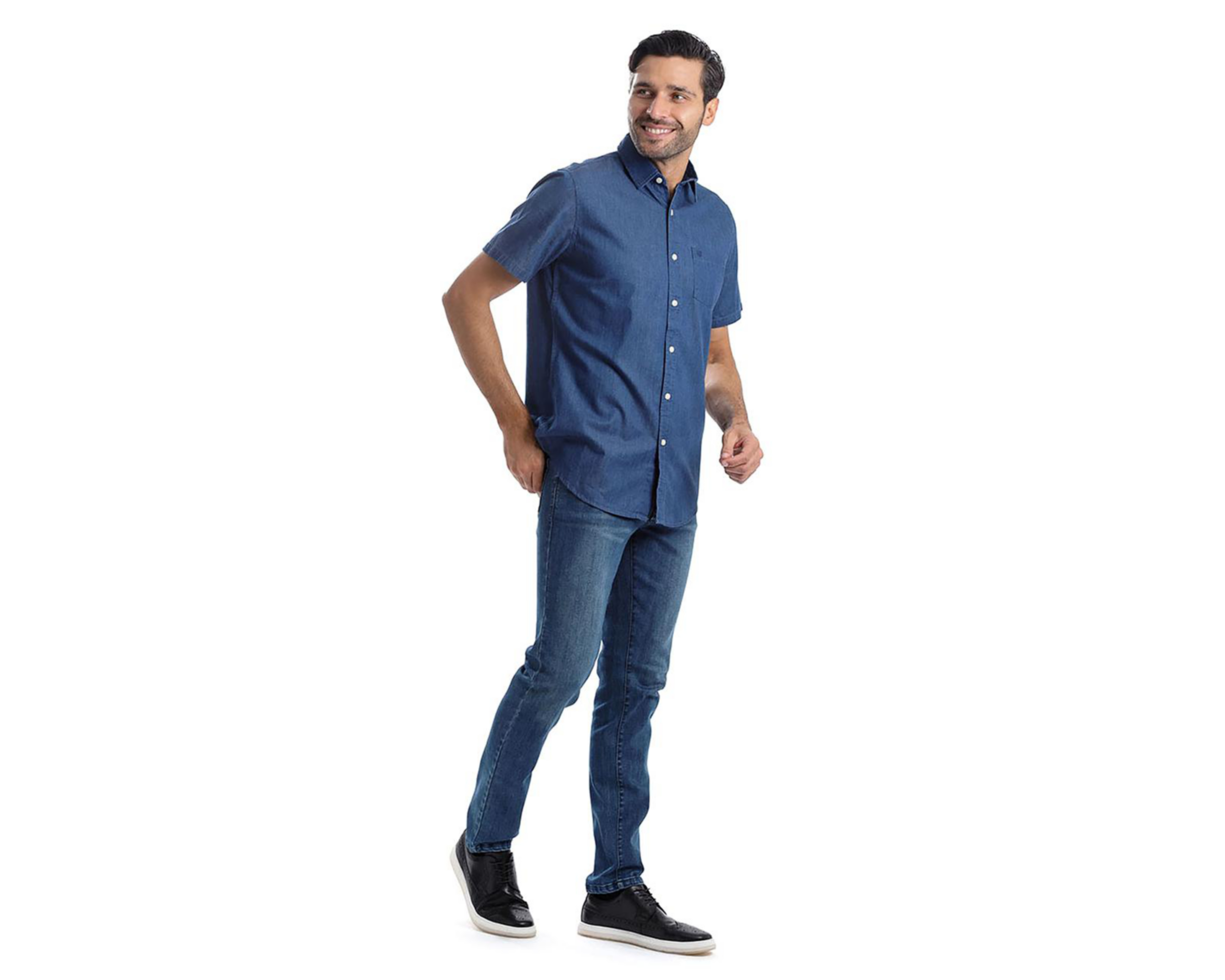 Foto 6 pulgar | Camisa Casual de Algodón Chaps Recto Lisa para Hombre
