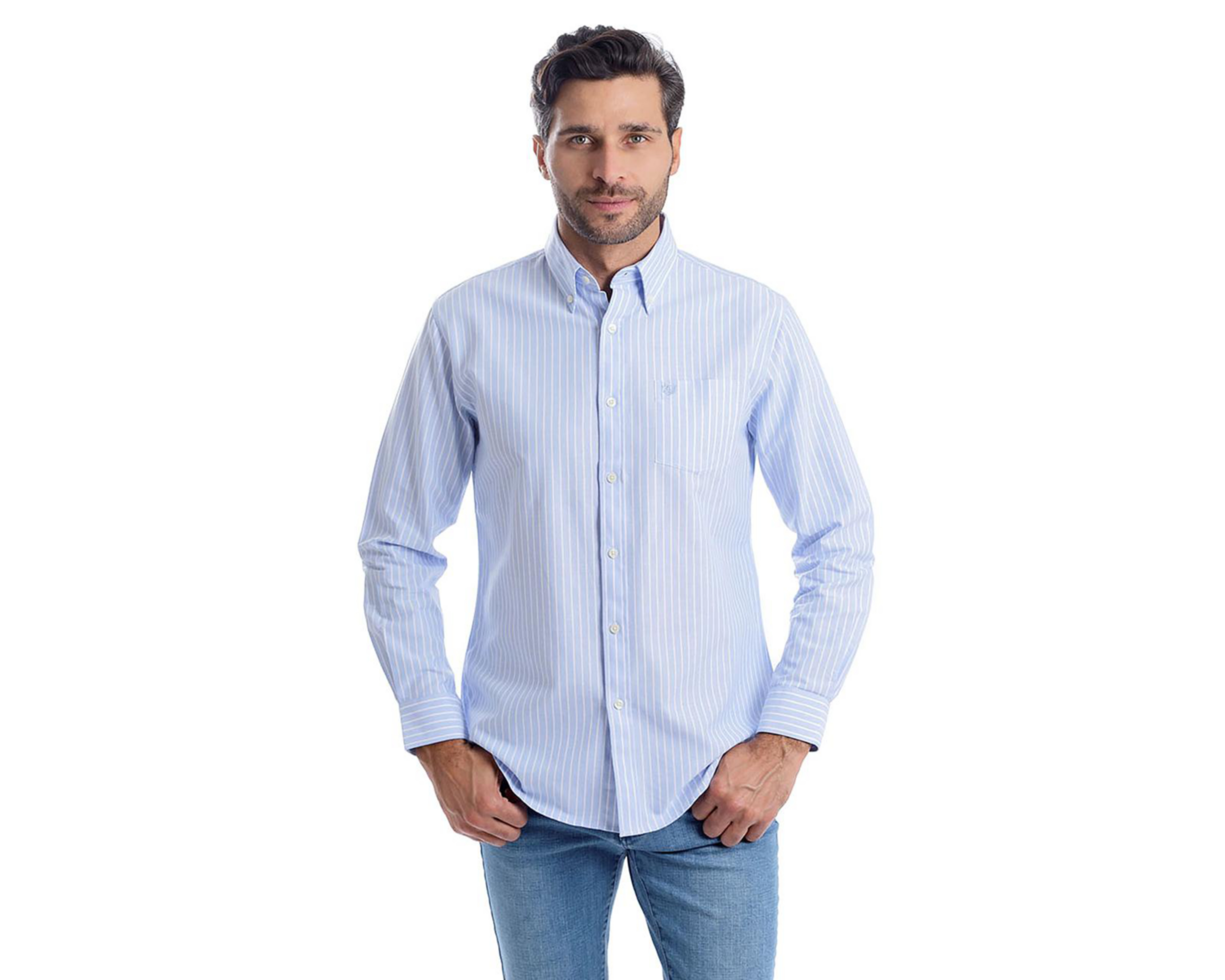 Foto 2 pulgar | Camisa Casual de Algodón Chaps Slim Fit a Rayas para Hombre