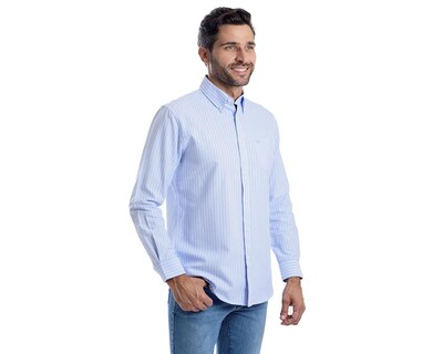 Foto 2 | Camisa Casual de Algodón Chaps Slim Fit a Rayas para Hombre