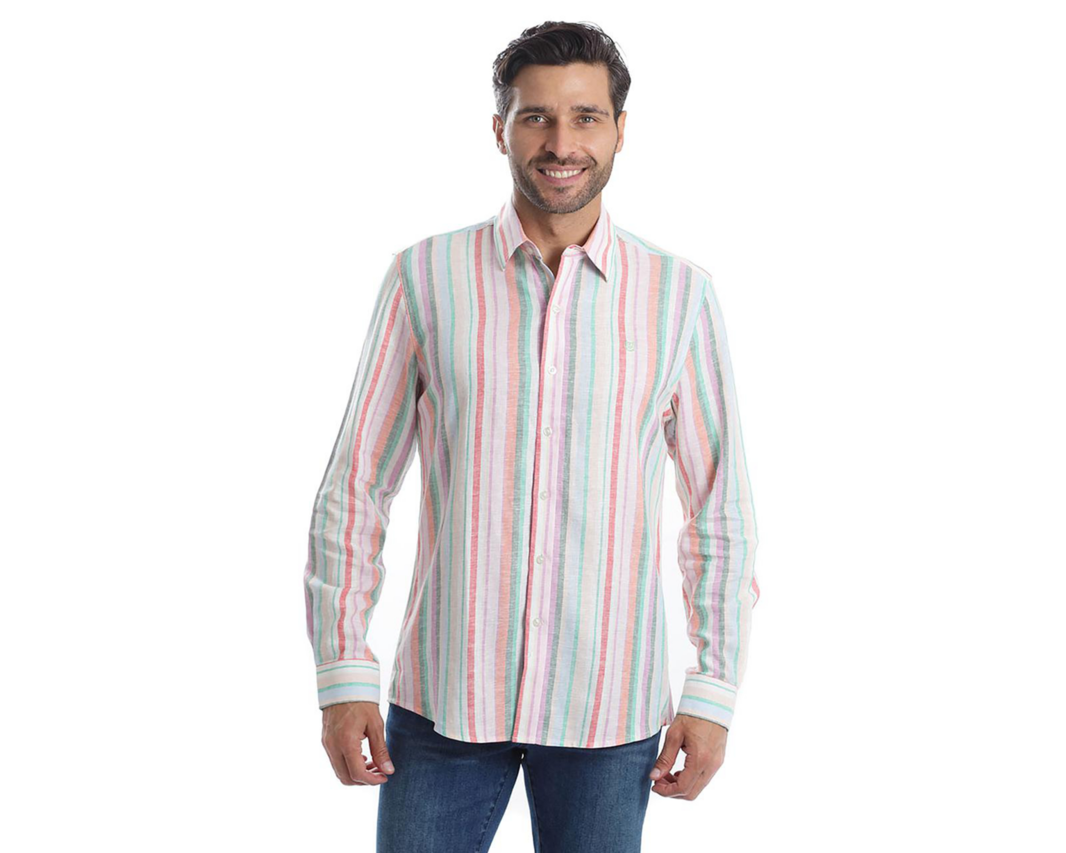 Foto 2 pulgar | Camisa Casual de Algodón Chaps Slim Fit a Rayas para Hombre