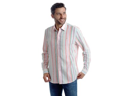 Foto 2 | Camisa Casual de Algodón Chaps Slim Fit a Rayas para Hombre