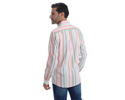 Foto 3 | Camisa Casual de Algodón Chaps Slim Fit a Rayas para Hombre