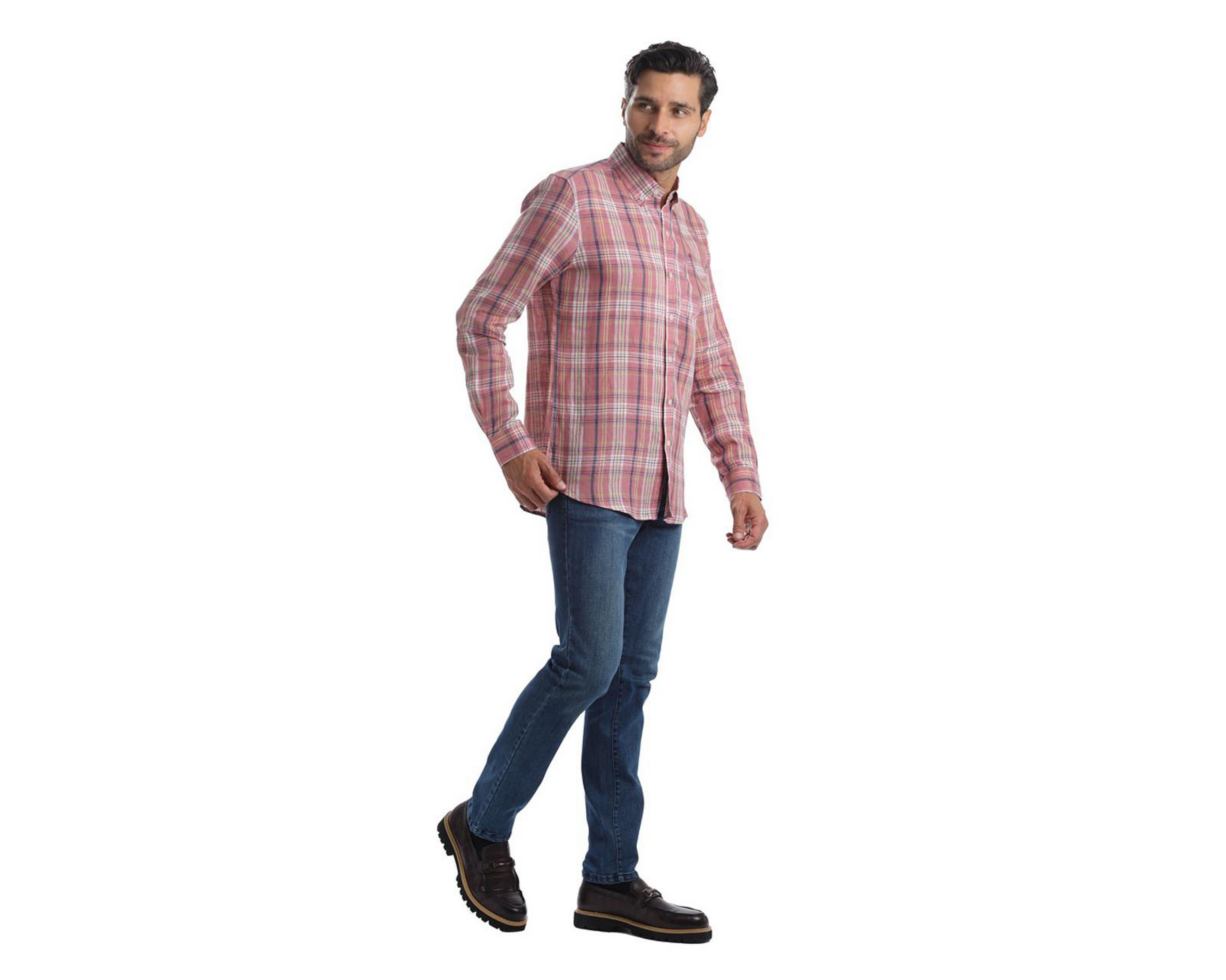 Foto 4 | Camisa Casual de Algodón Chaps Slim Fit a Cuadros para Hombre
