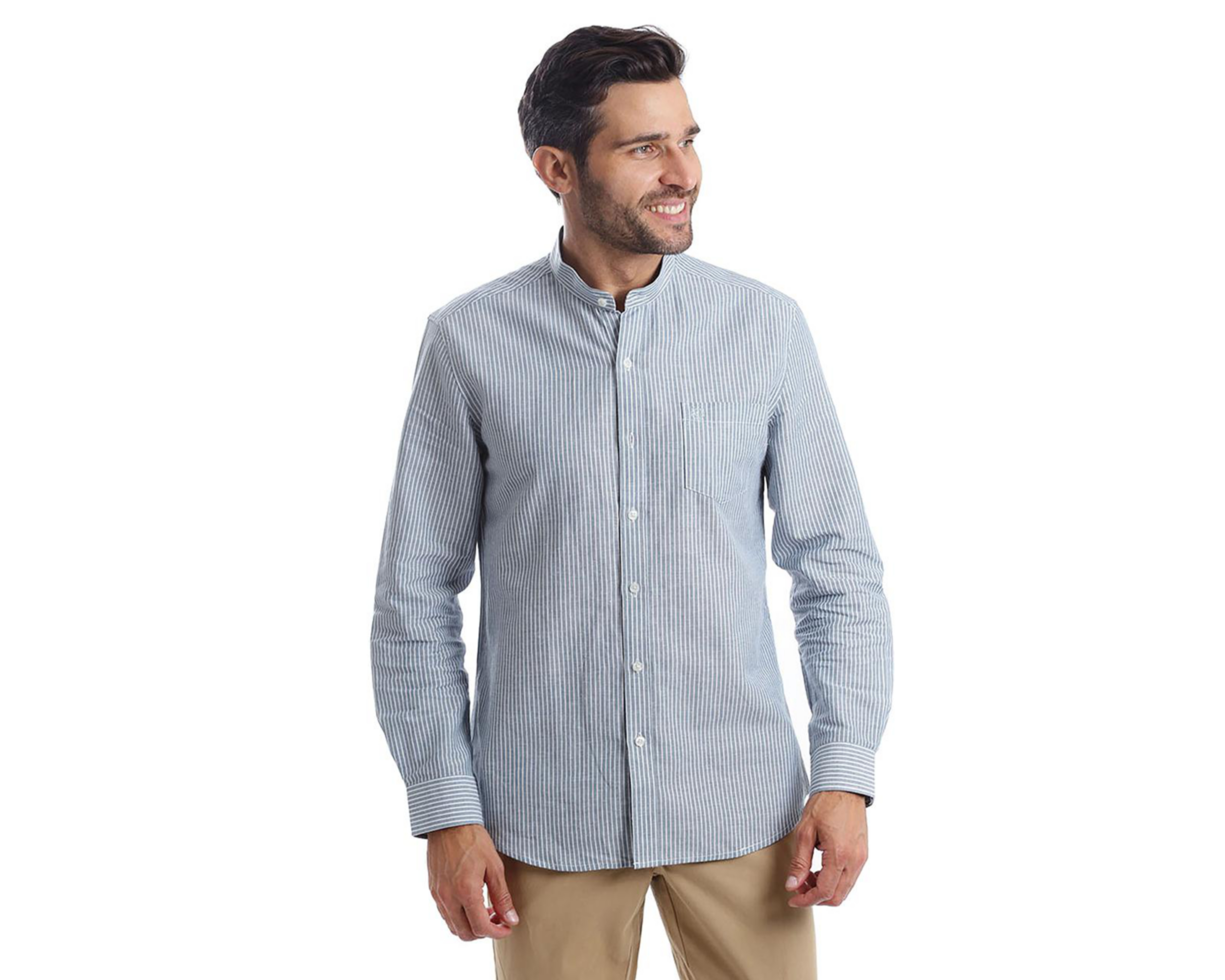 Foto 2 pulgar | Camisa Casual de Algodón Chaps Slim Fit a Rayas para Hombre