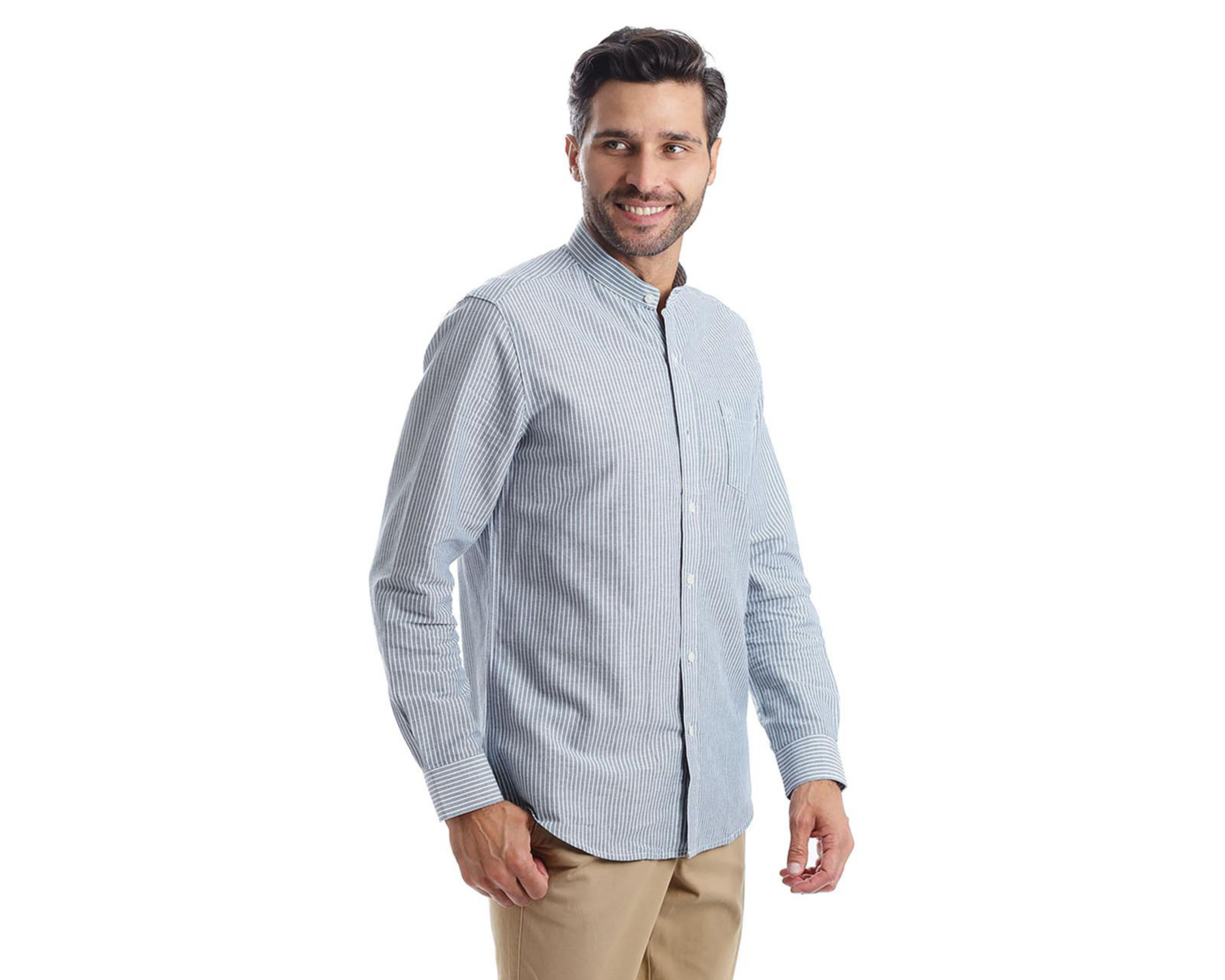 Foto 2 | Camisa Casual de Algodón Chaps Slim Fit a Rayas para Hombre