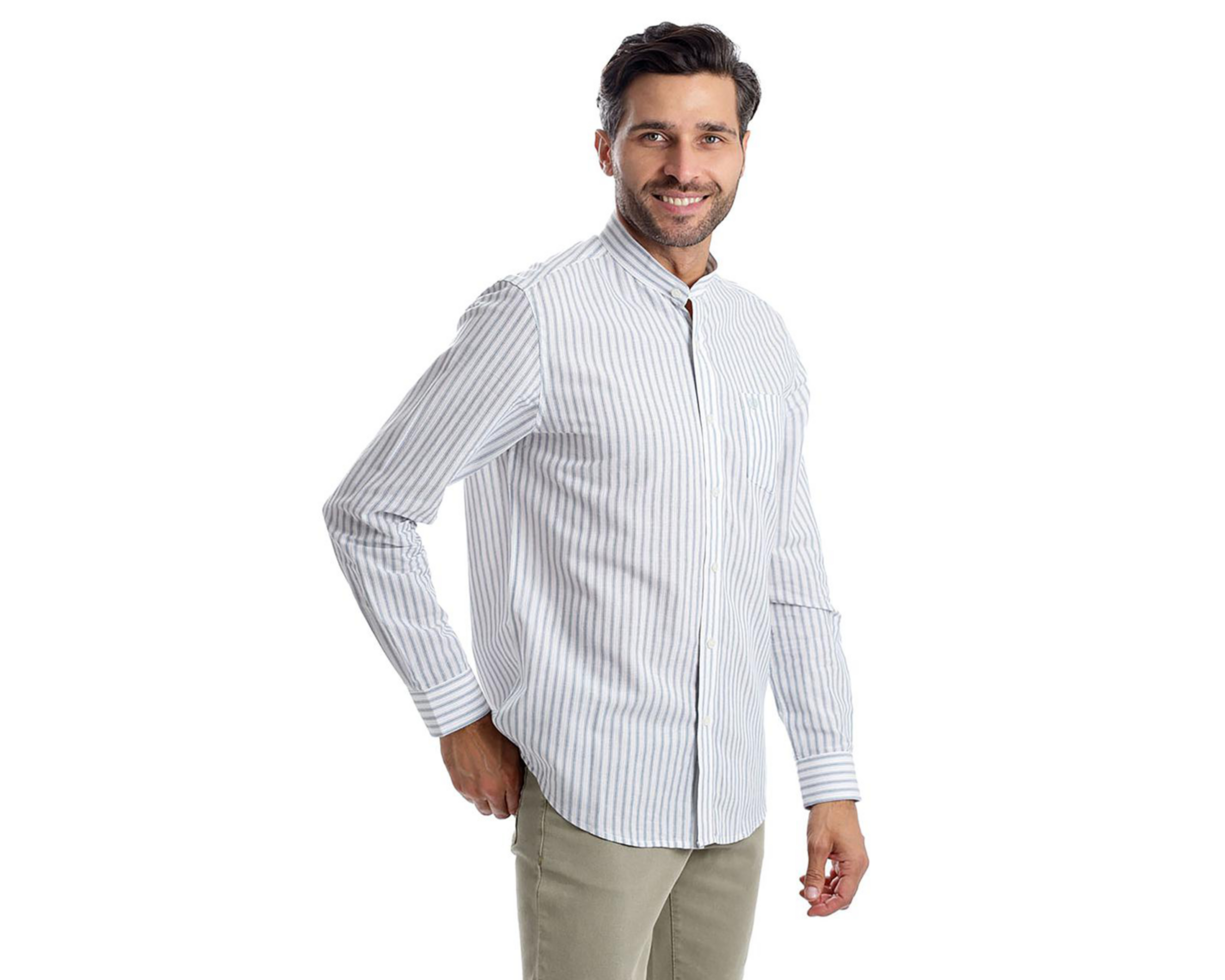 Foto 3 pulgar | Camisa Casual de Algodón Chaps Slim Fit a Rayas para Hombre
