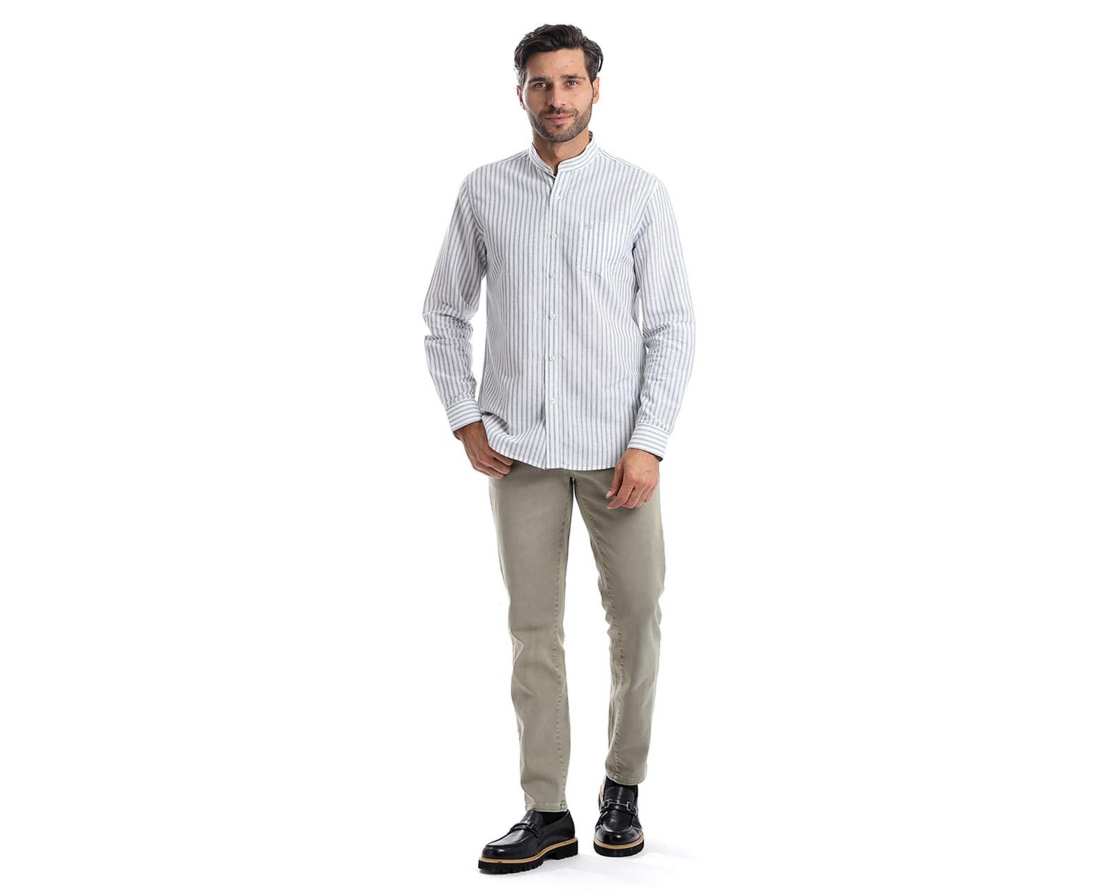 Foto 6 pulgar | Camisa Casual de Algodón Chaps Slim Fit a Rayas para Hombre