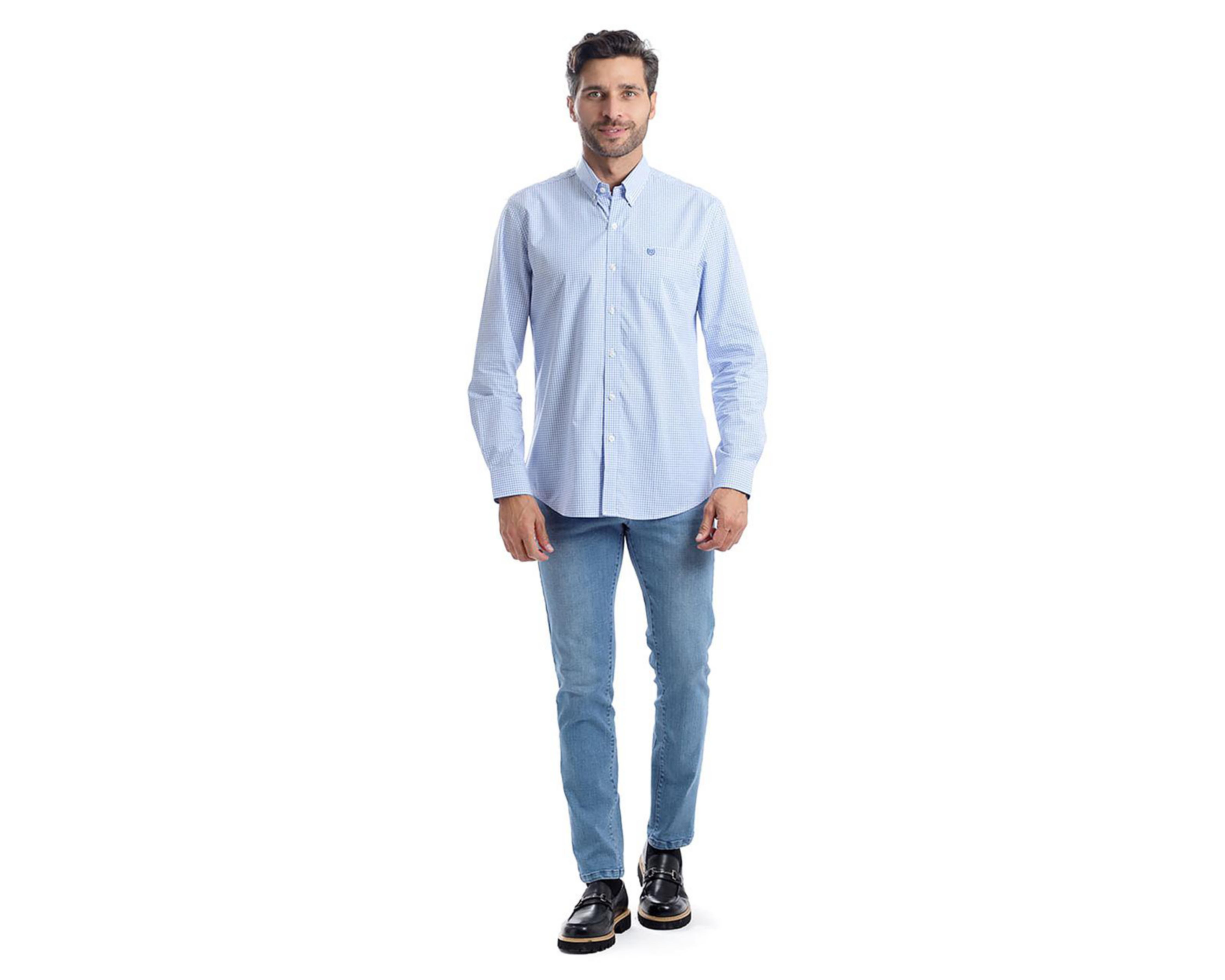 Foto 6 pulgar | Camisa Casual de Algodón Chaps Slim Fit a Cuadros para Hombre