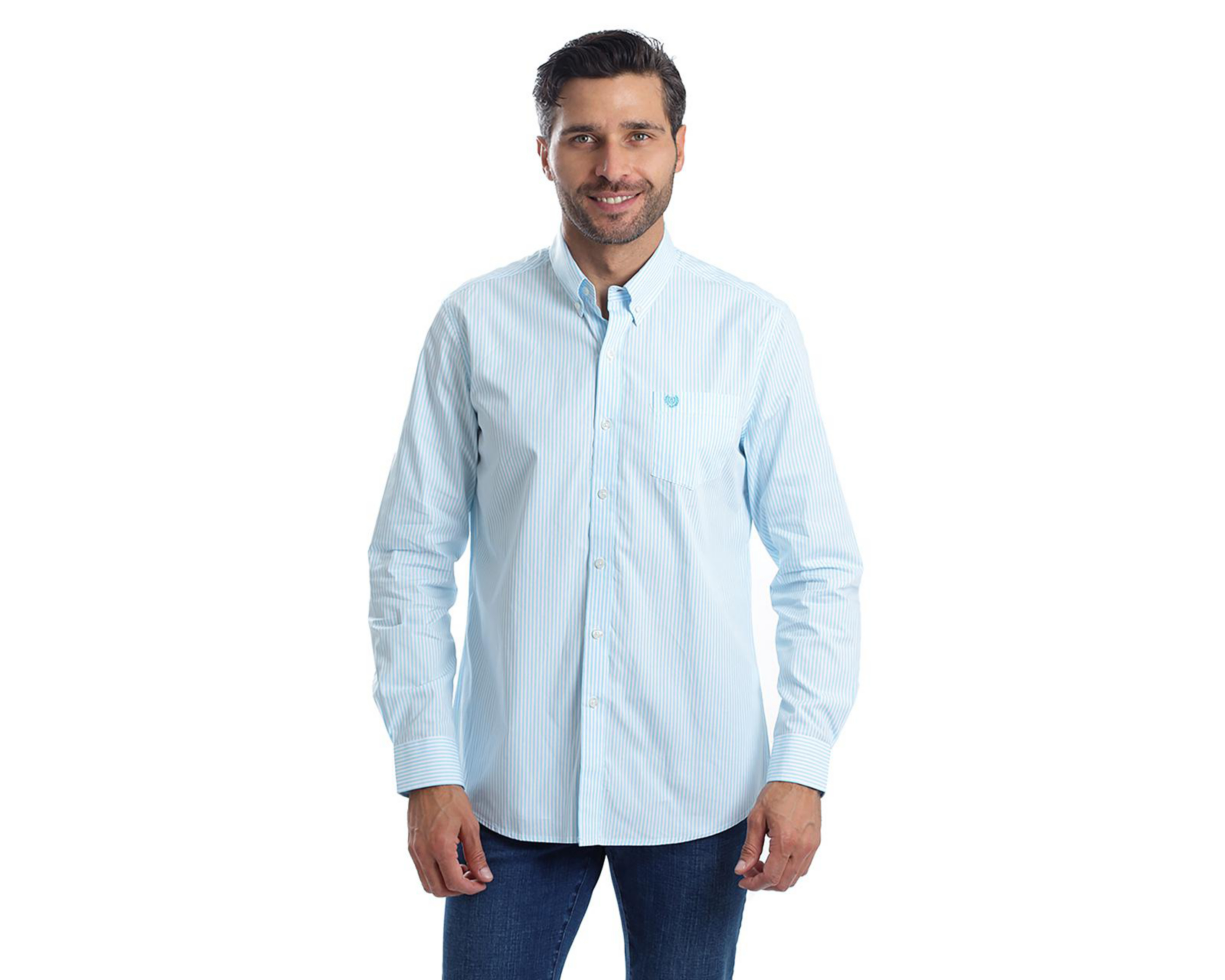 Foto 2 pulgar | Camisa Casual de Algodón Chaps Slim Fit a Rayas para Hombre
