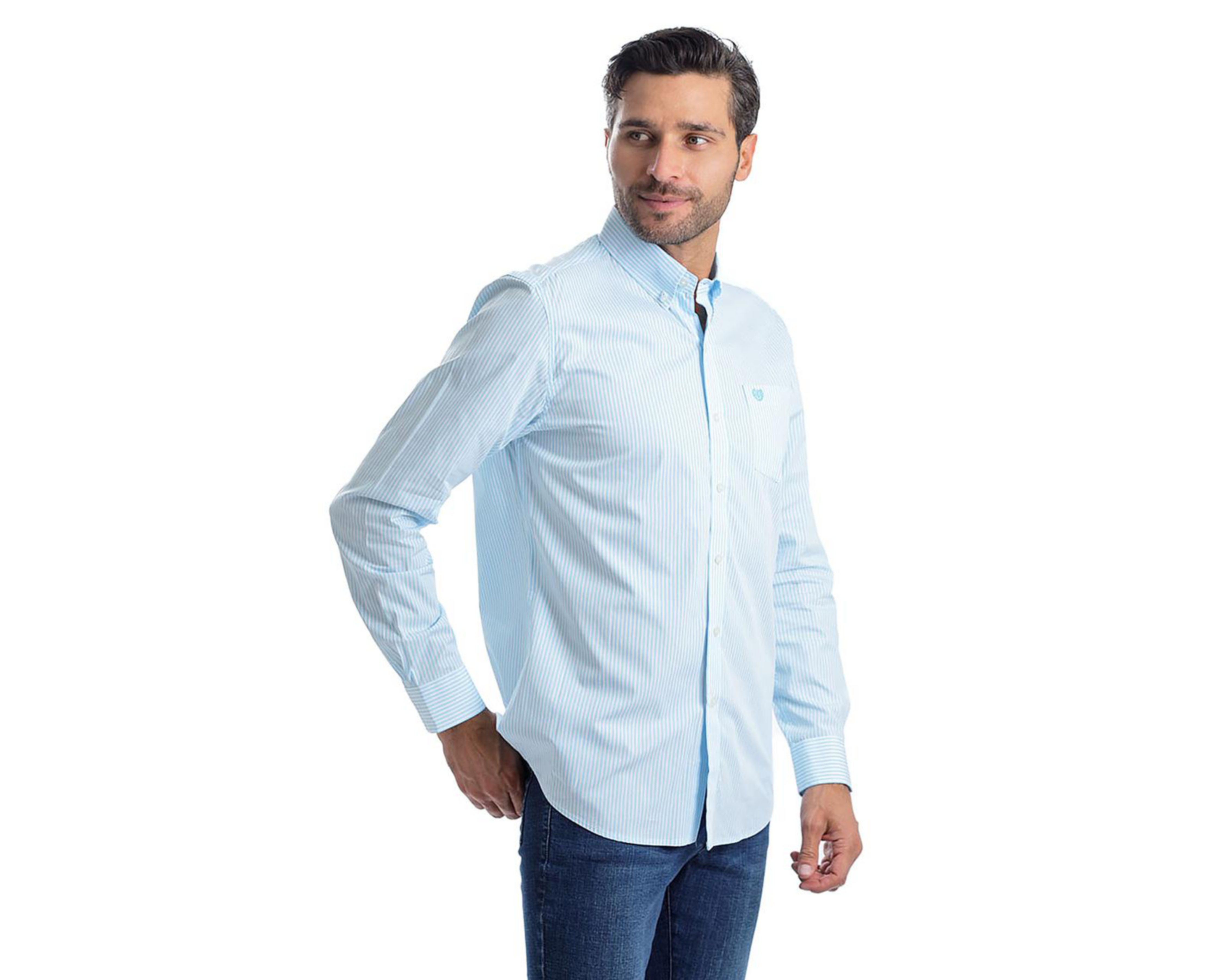 Foto 3 pulgar | Camisa Casual de Algodón Chaps Slim Fit a Rayas para Hombre