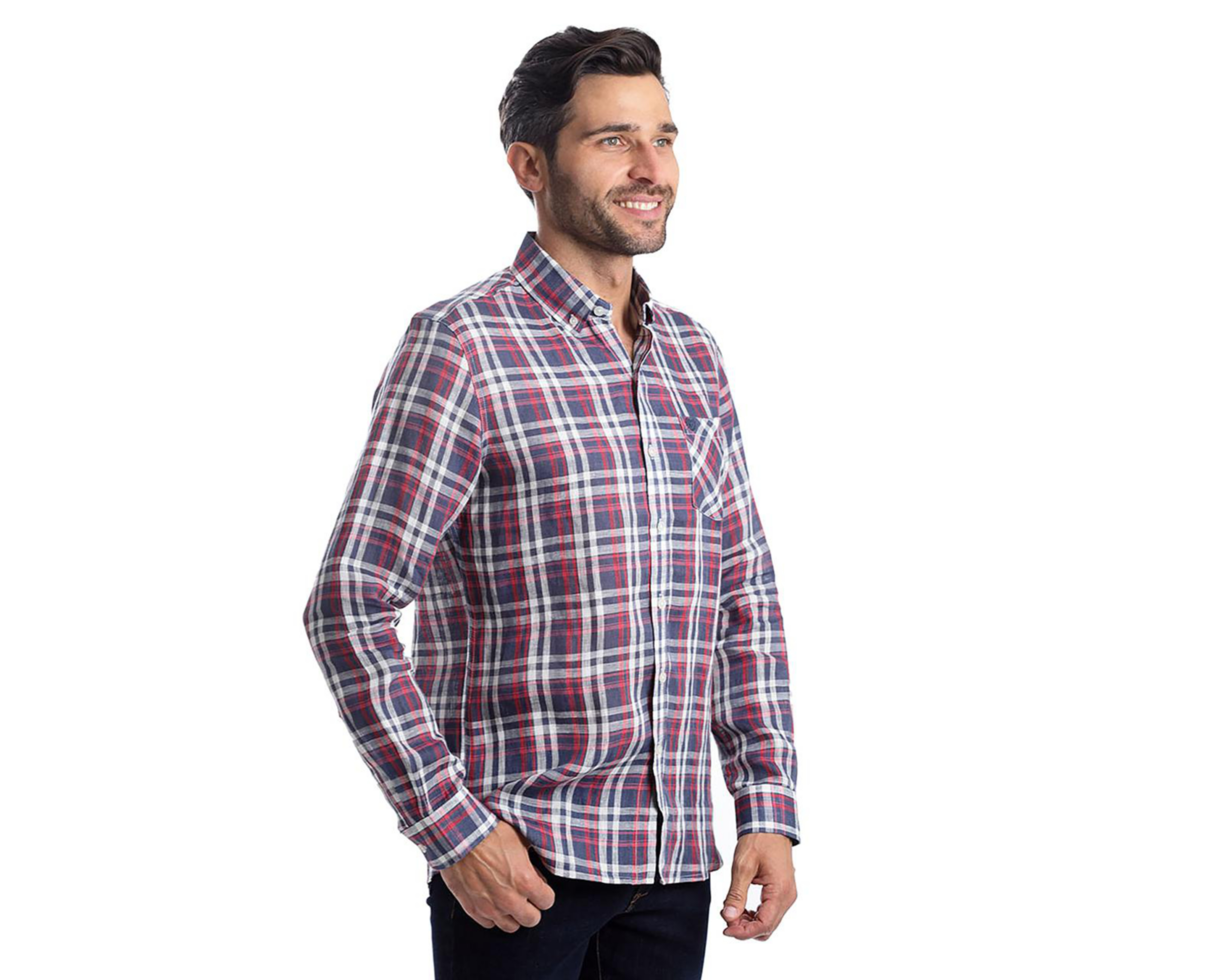 Foto 3 pulgar | Camisa Casual Chaps Slim Fit a Cuadros para Hombre