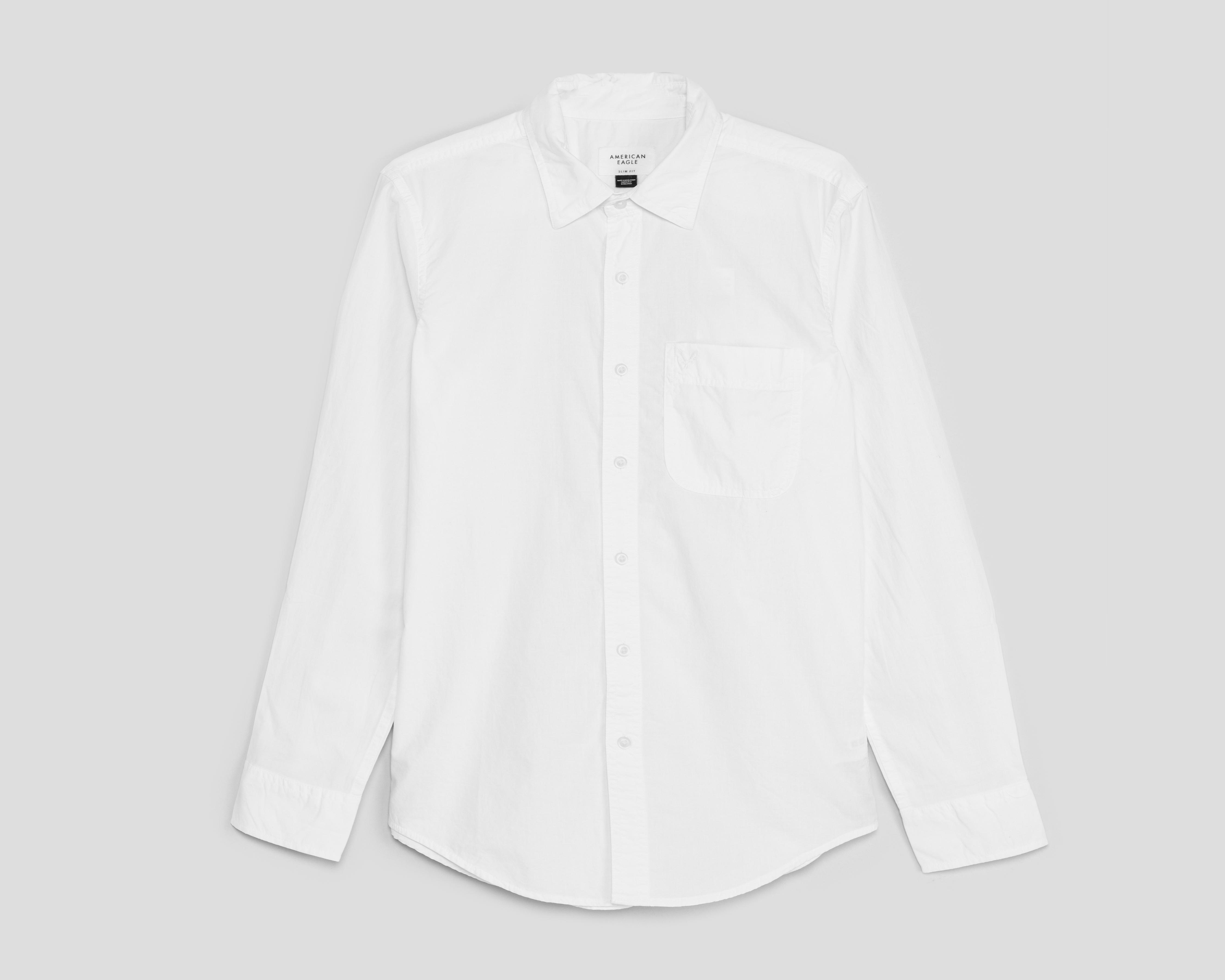 Camisa Casual de Algodón American Eagle Slim Fit Lisa para Hombre