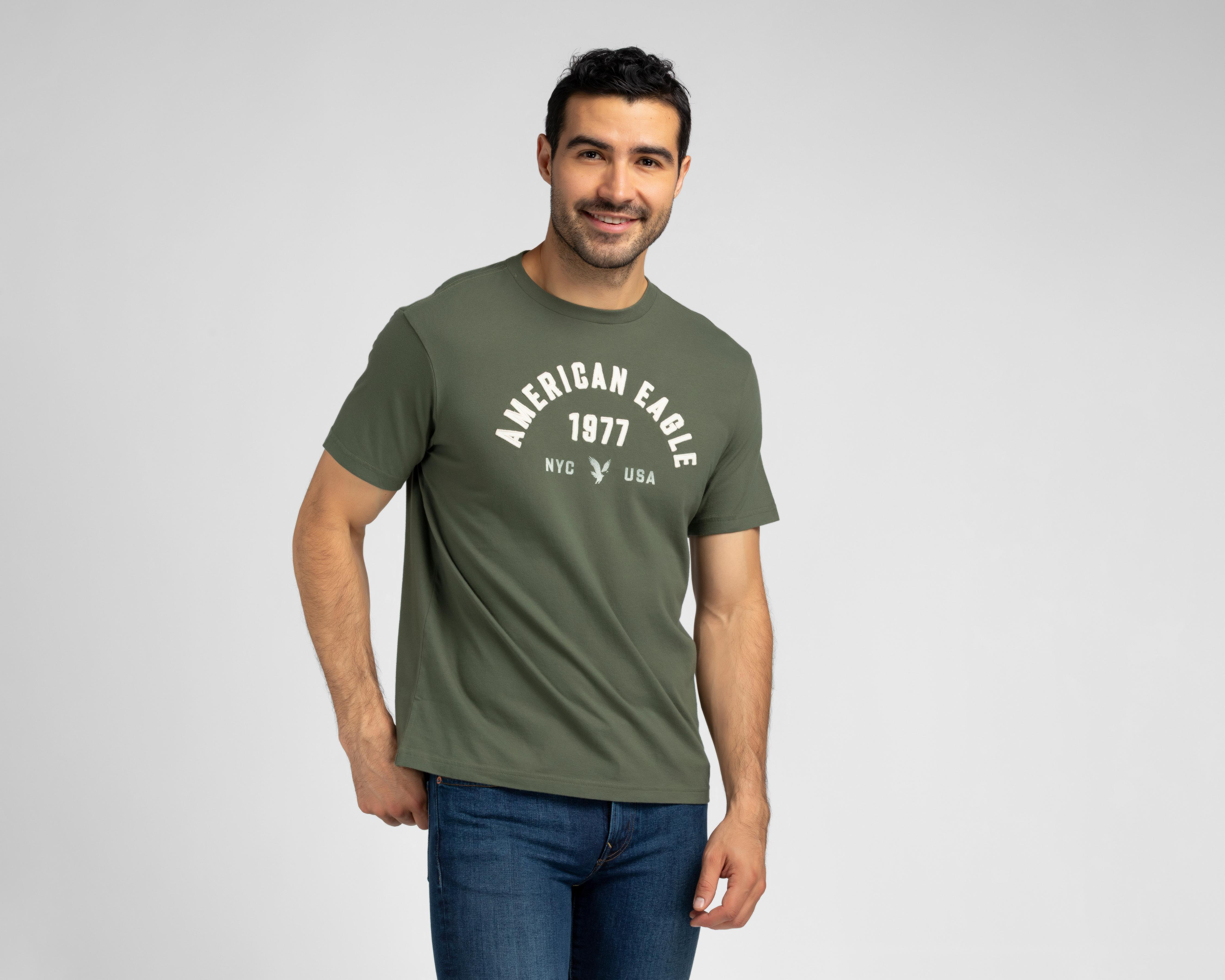 Foto 2 pulgar | Playera Cuello Redondo Verde American Eagle para Hombre