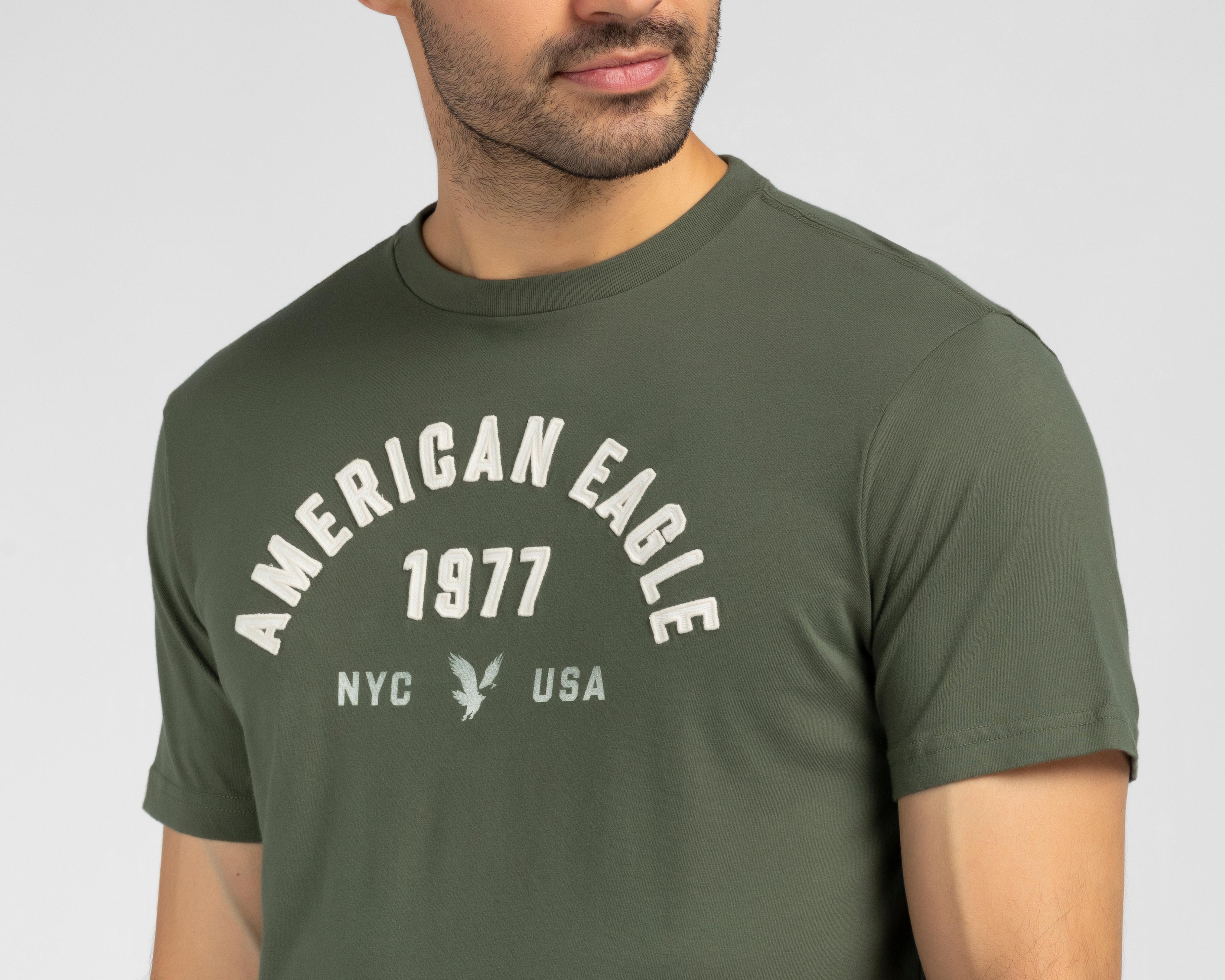 Foto 4 pulgar | Playera Cuello Redondo Verde American Eagle para Hombre