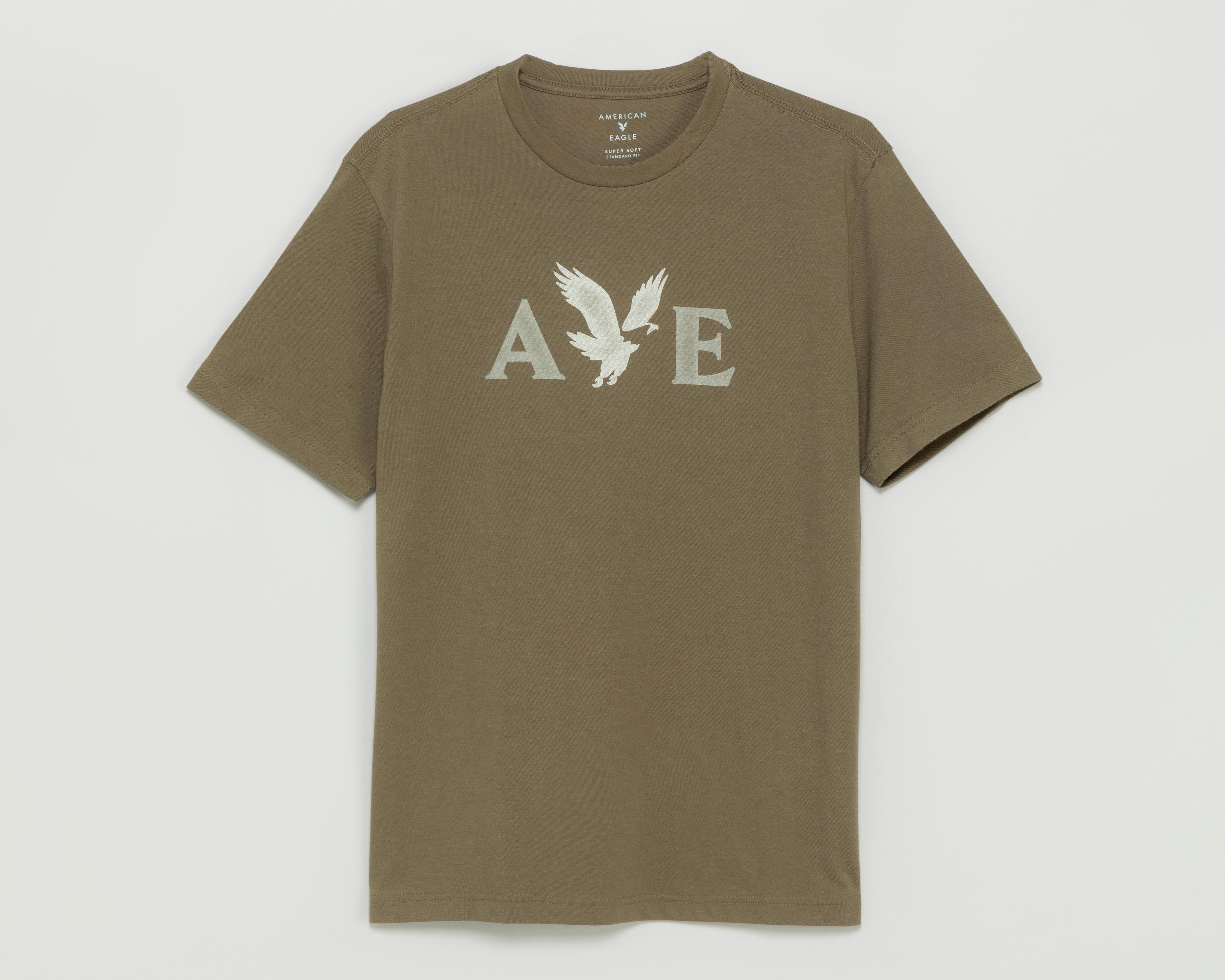 Foto 2 pulgar | Playera de Cuello Redondo Verde American Eagle para Hombre