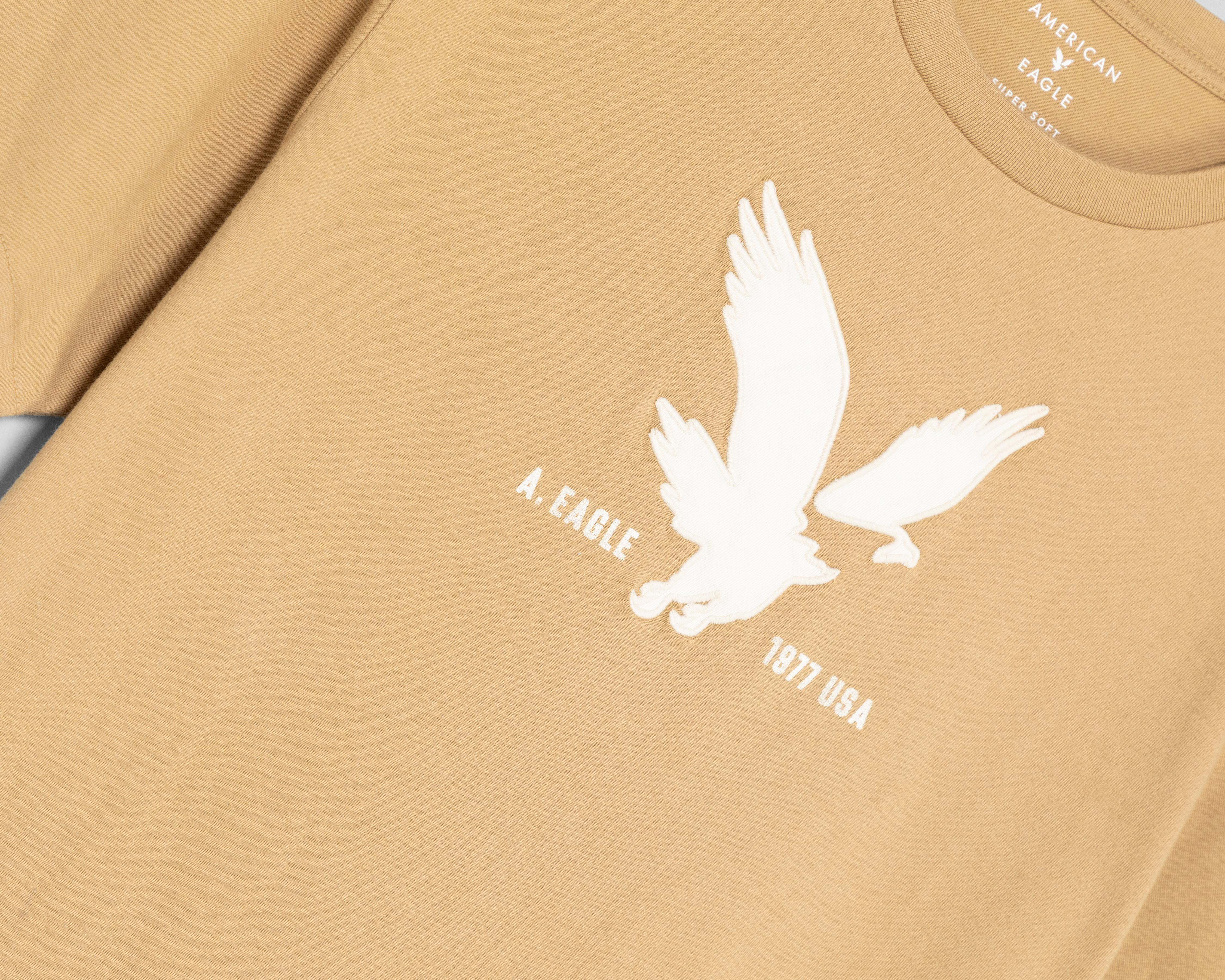 Foto 4 pulgar | Playera de Cuello Redondo Caqui American Eagle para Hombre