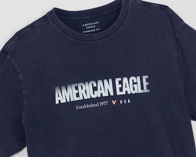 Foto 3 | Playera Cuello Redondo Negra American Eagle para Hombre