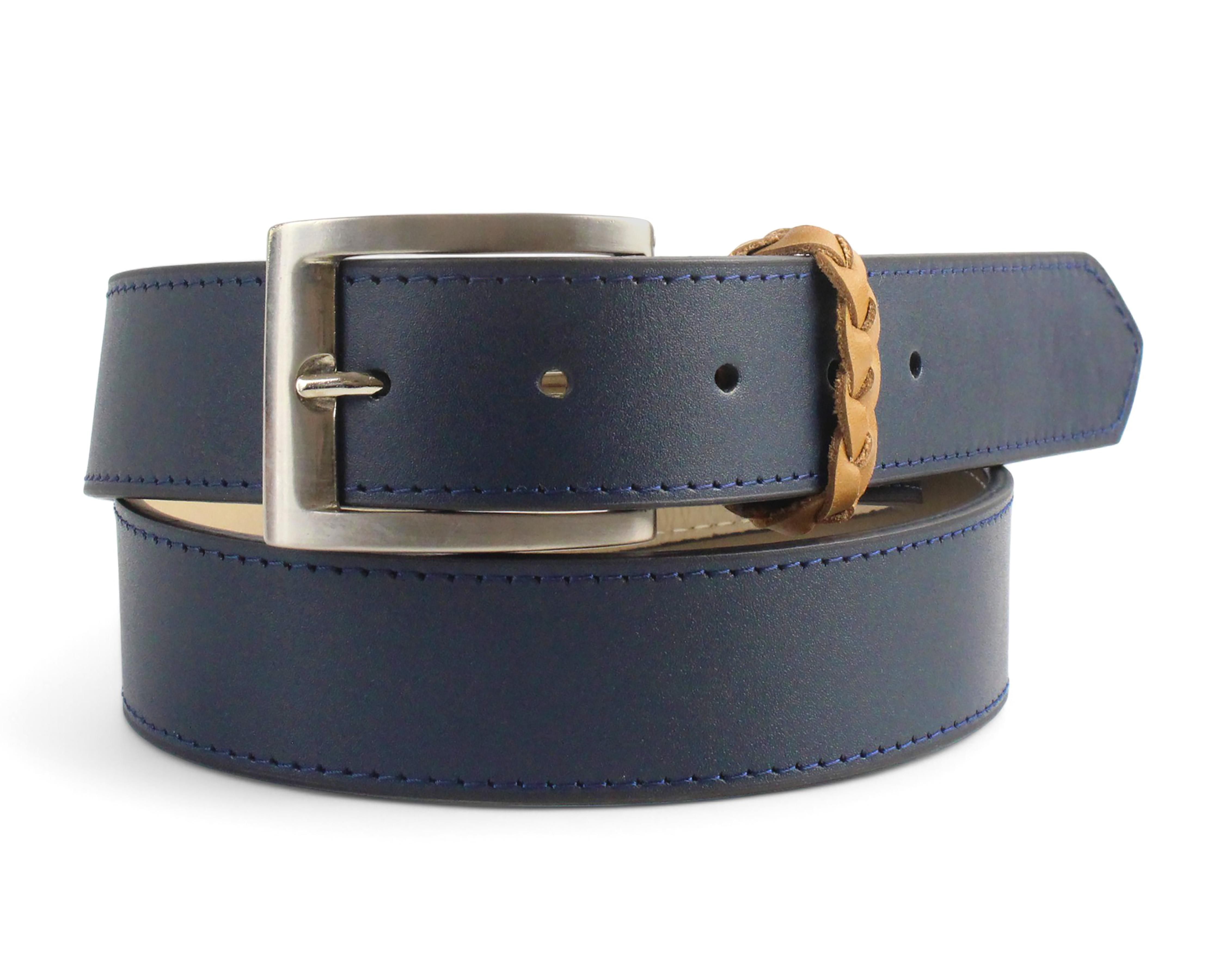 Cinturón de Piel para Hombre Michel Domit Azul Marino