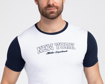 Foto 4 | Playera de Cuello Redondo Blanco y Azul Refill para Hombre