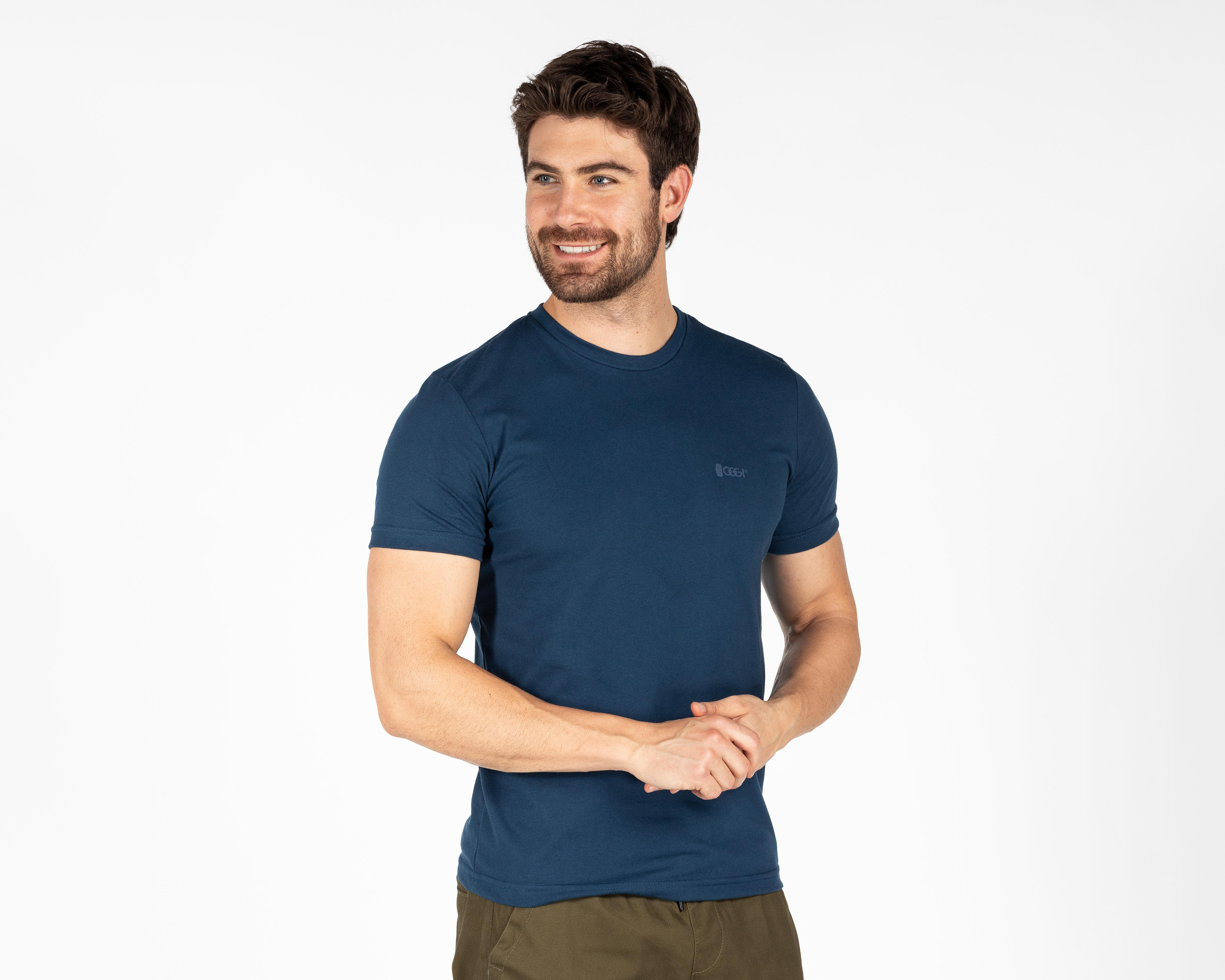Foto 2 pulgar | Playera de Cuello Redondo Azul Oggi para Hombre