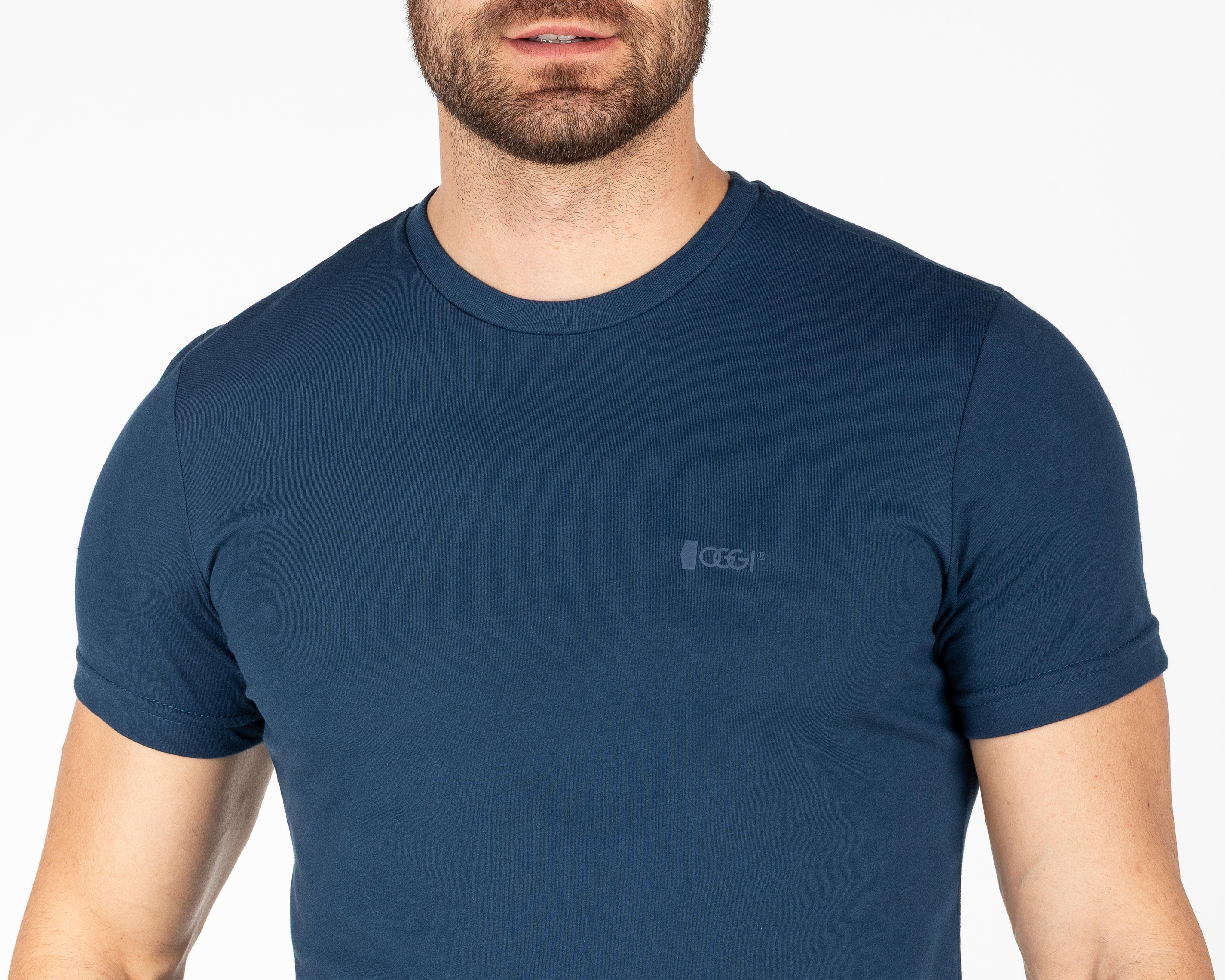 Foto 4 pulgar | Playera de Cuello Redondo Azul Oggi para Hombre