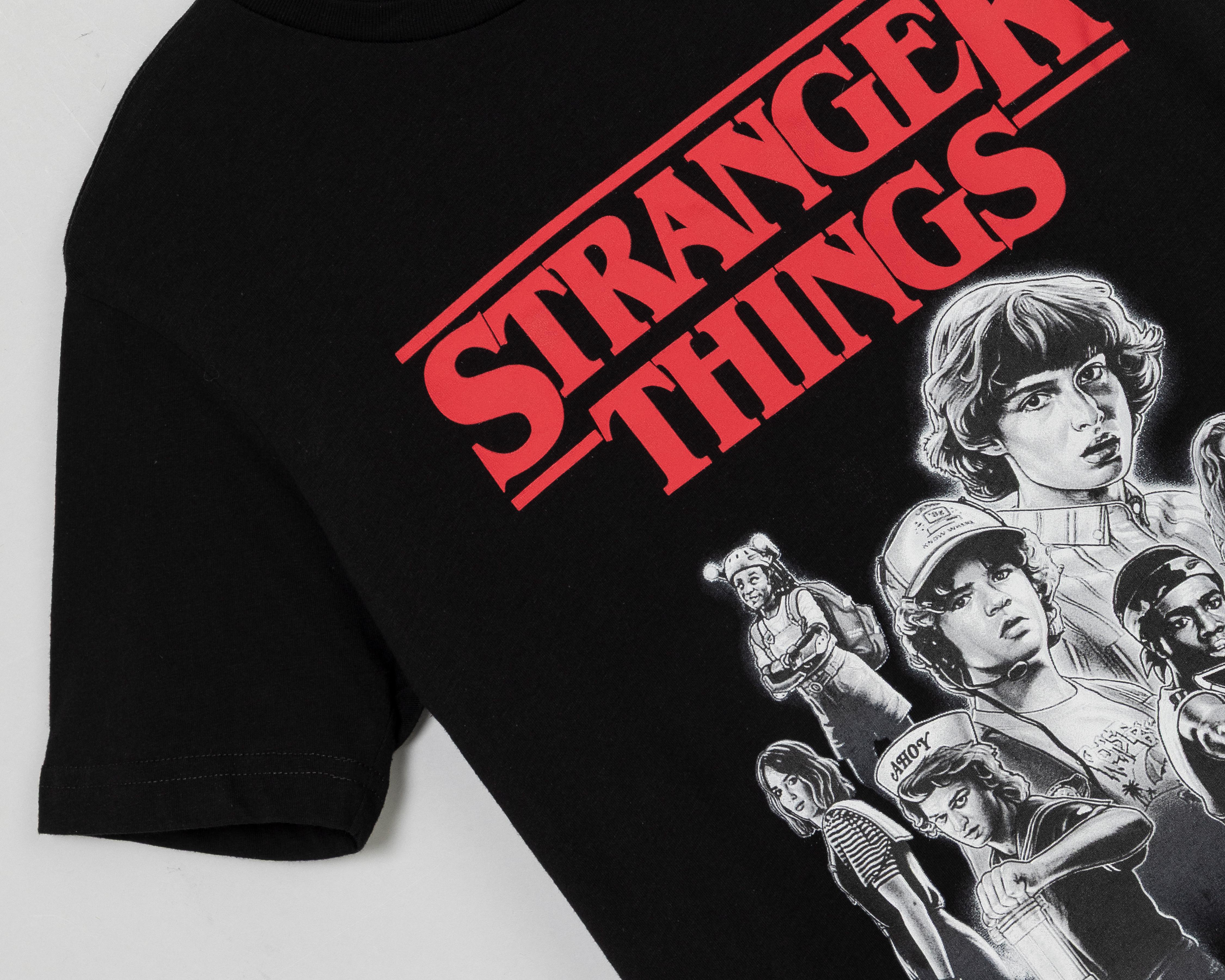 Foto 4 pulgar | Playera Cuello Redondo Negra Stranger Things para Hombre