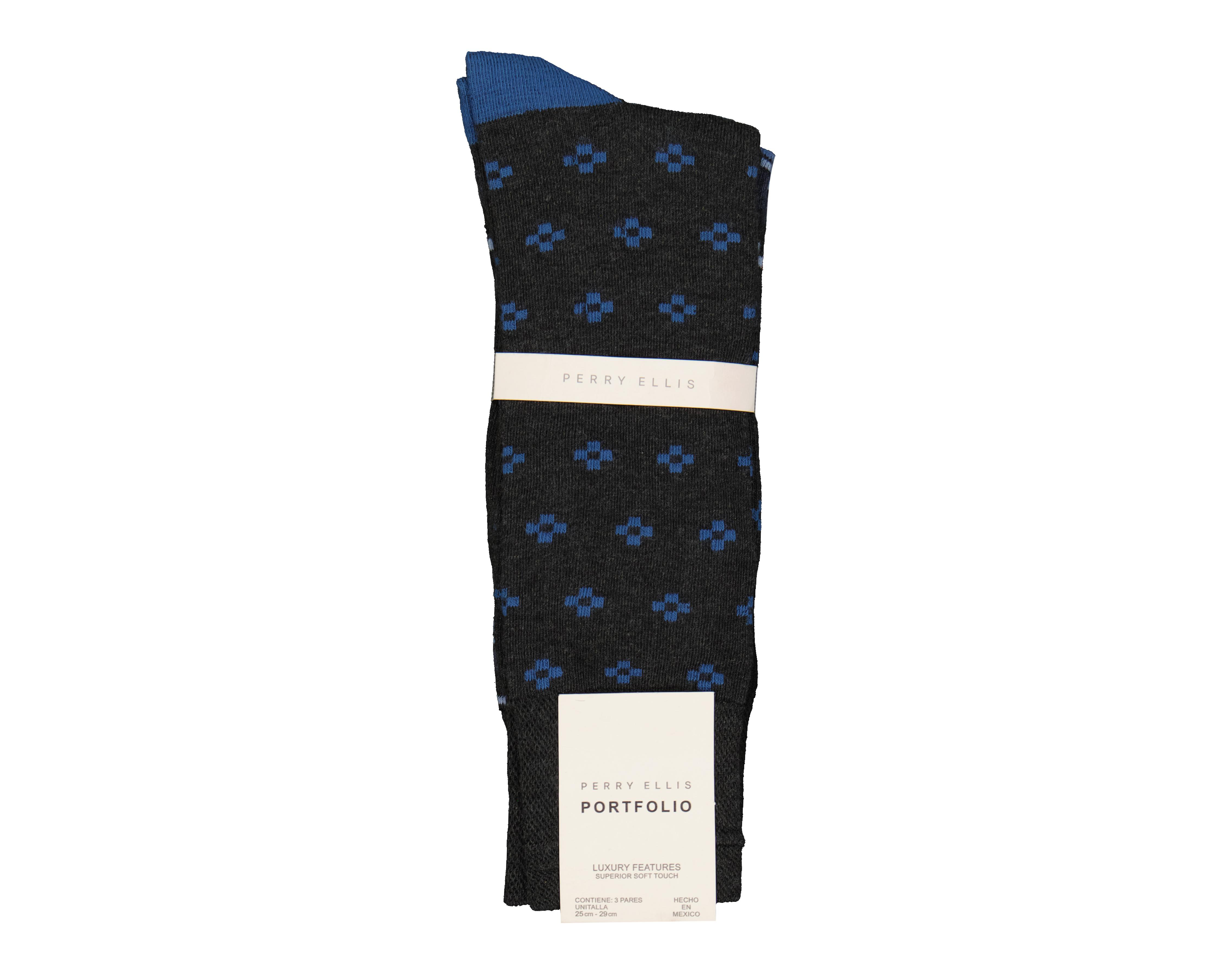 Foto 4 pulgar | Calcetas Largas Perry Ellis para Hombre 3 Pares