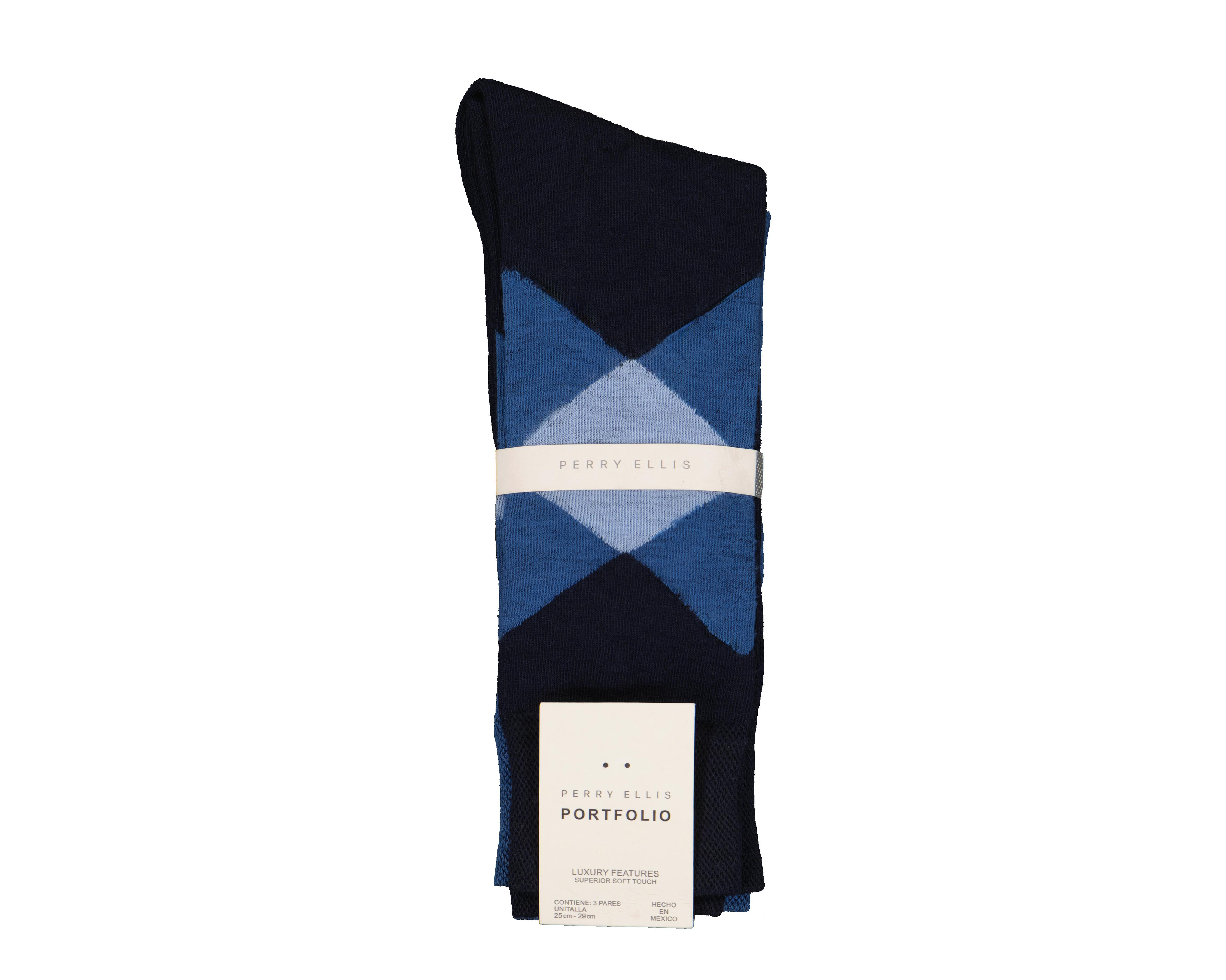 Foto 4 pulgar | Calcetas Largas Perry Ellis para Hombre 3 Pares