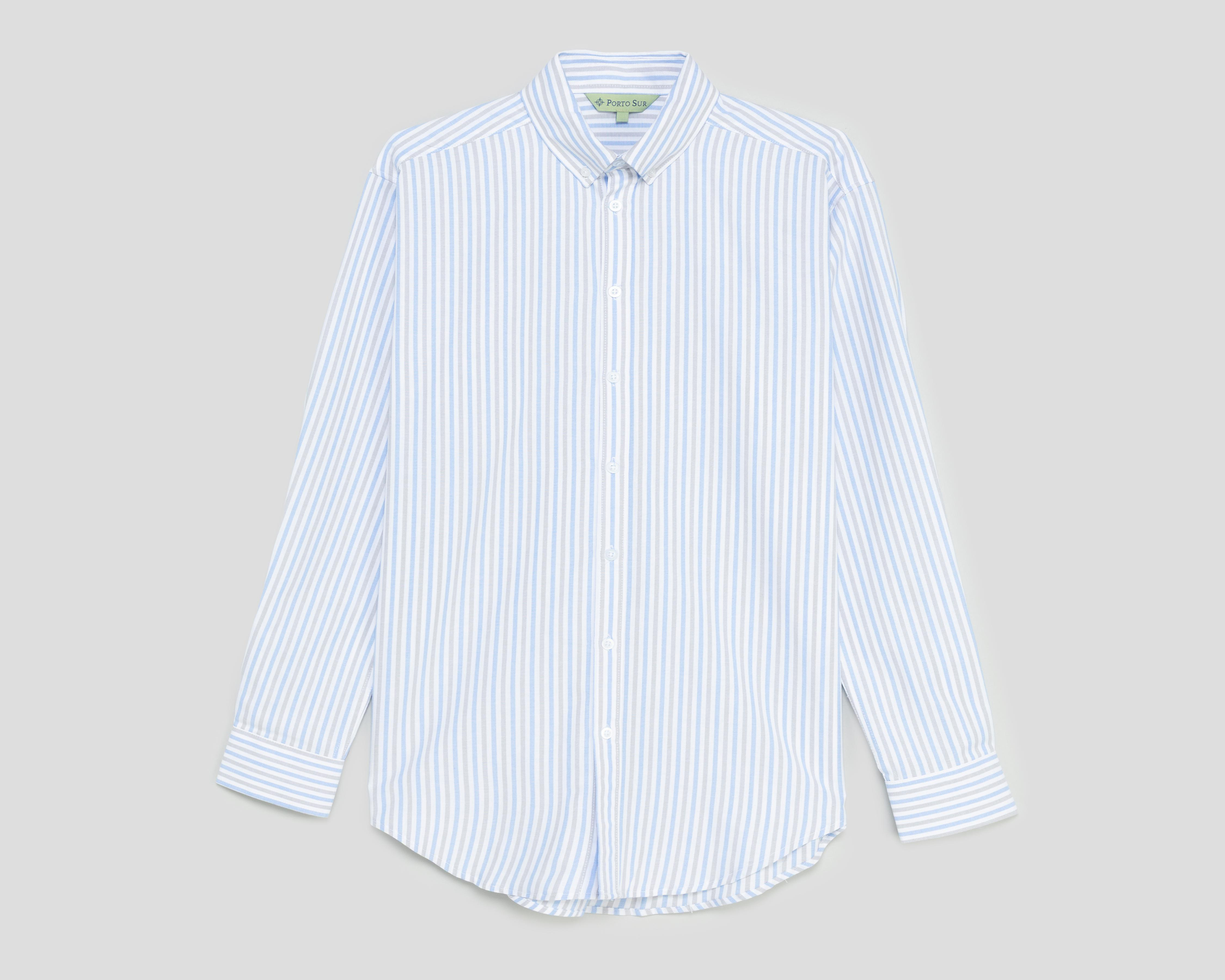 Camisa de Vestir Porto Sur Manga Larga Cuello Americano para Hombre