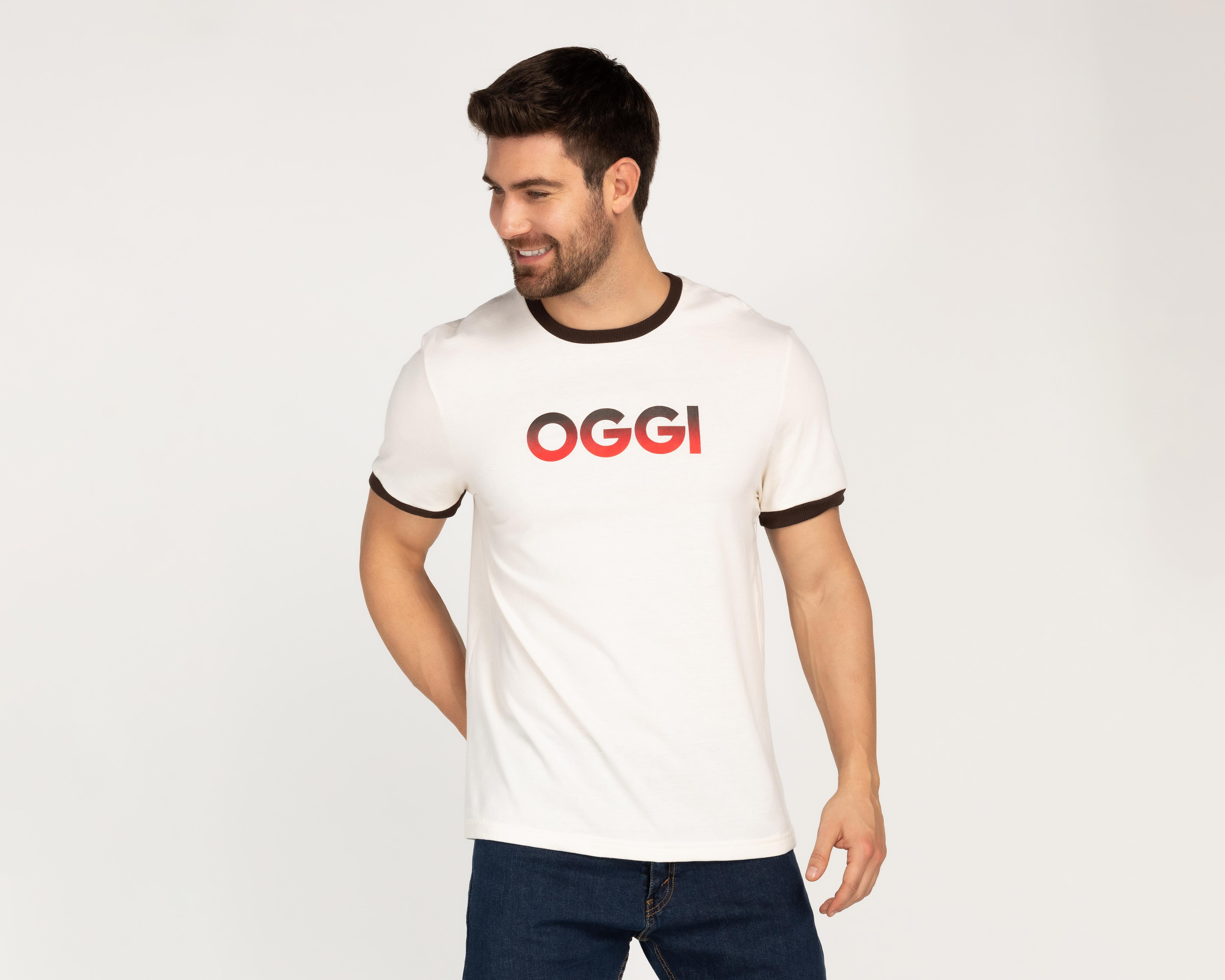 Playera Oggi Beige Cuello Redondo para Hombre