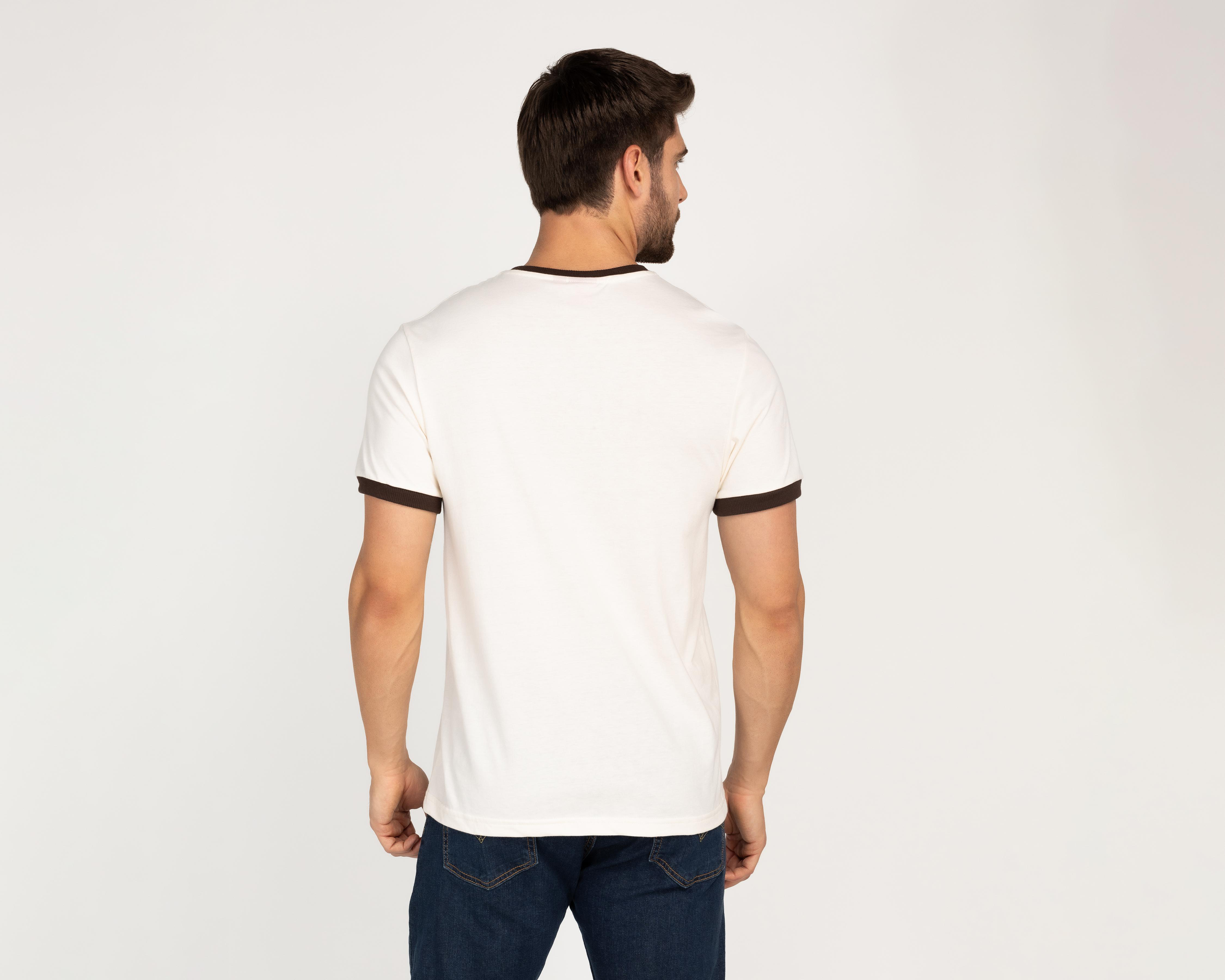 Foto 3 pulgar | Playera Oggi Beige Cuello Redondo para Hombre