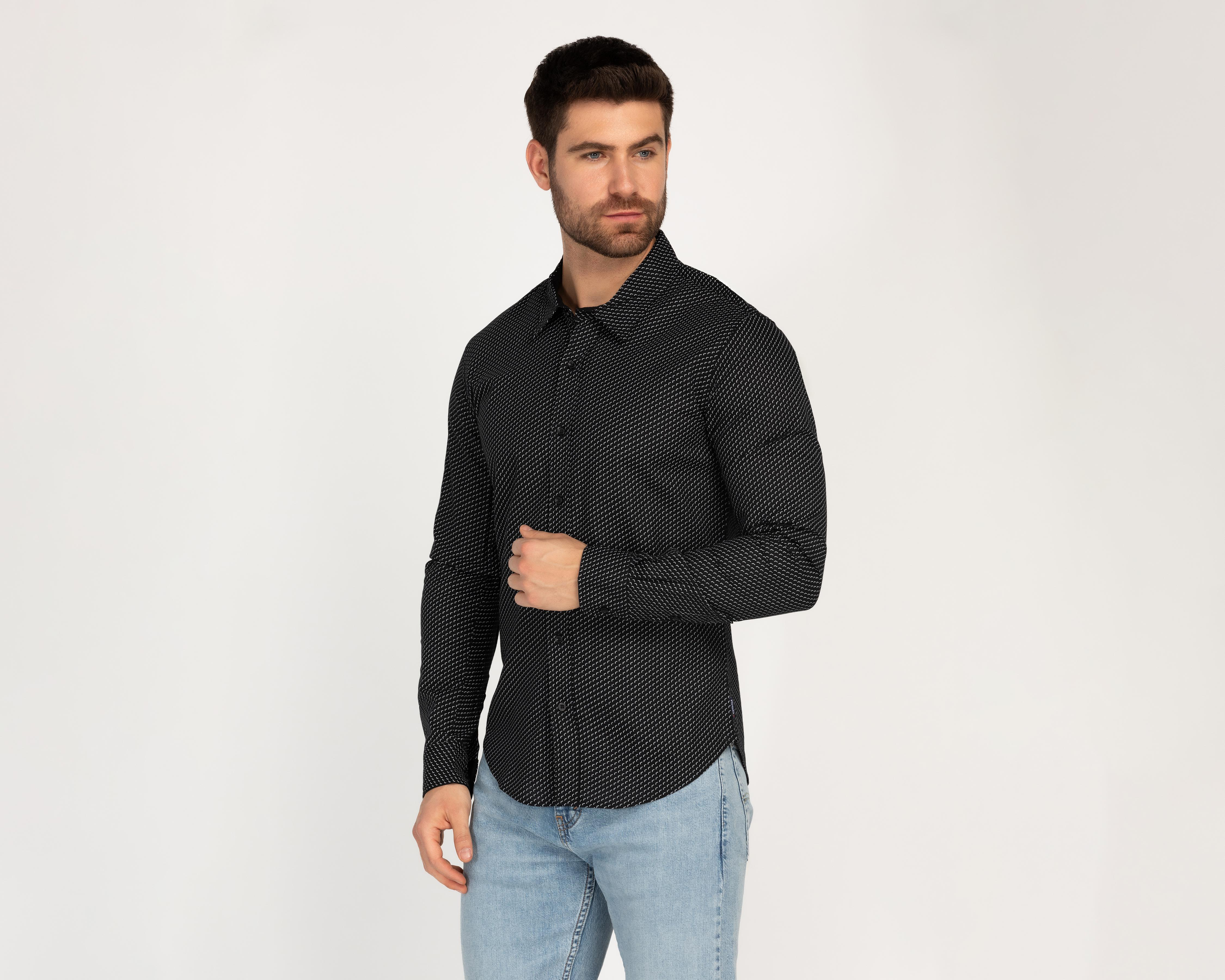 Foto 2 pulgar | Camisa Casual Oggi Slim Fit Estampada para Hombre