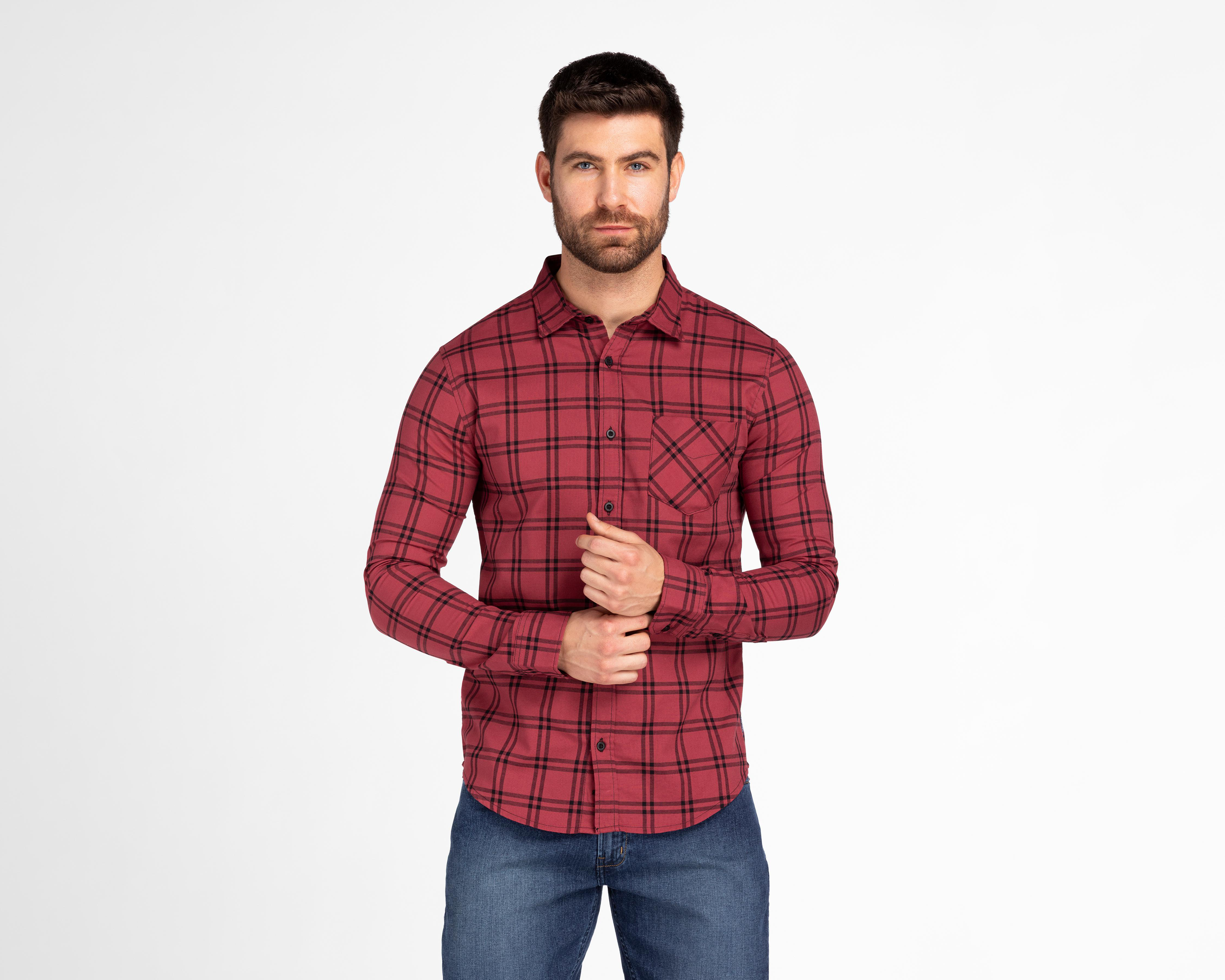 Foto 2 pulgar | Camisa Casual Oggi Slim Fit a Cuadros para Hombre